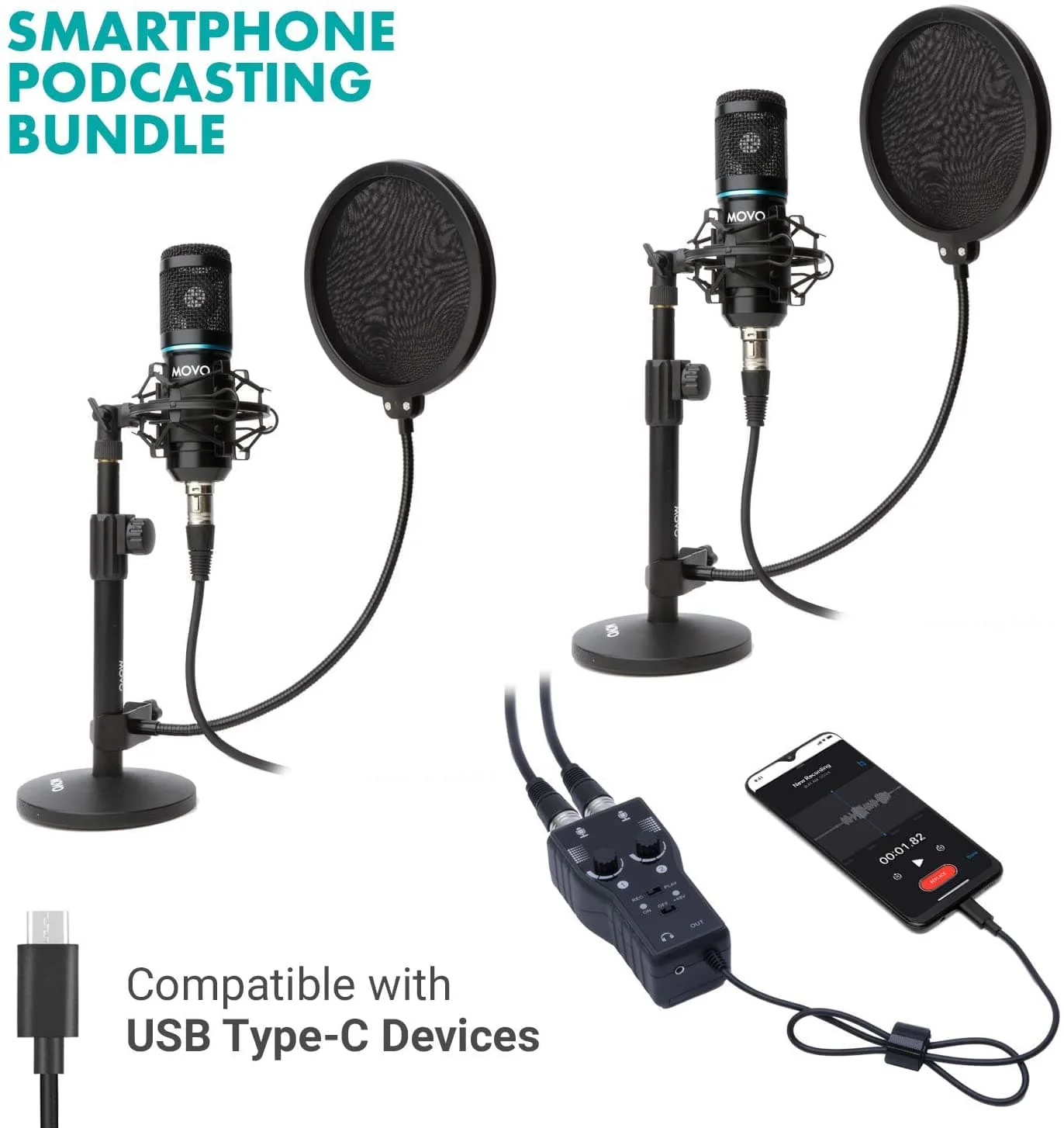 MPB-UC | Smartphone Podcasting Bundle for USB-C | Movo - Image 9