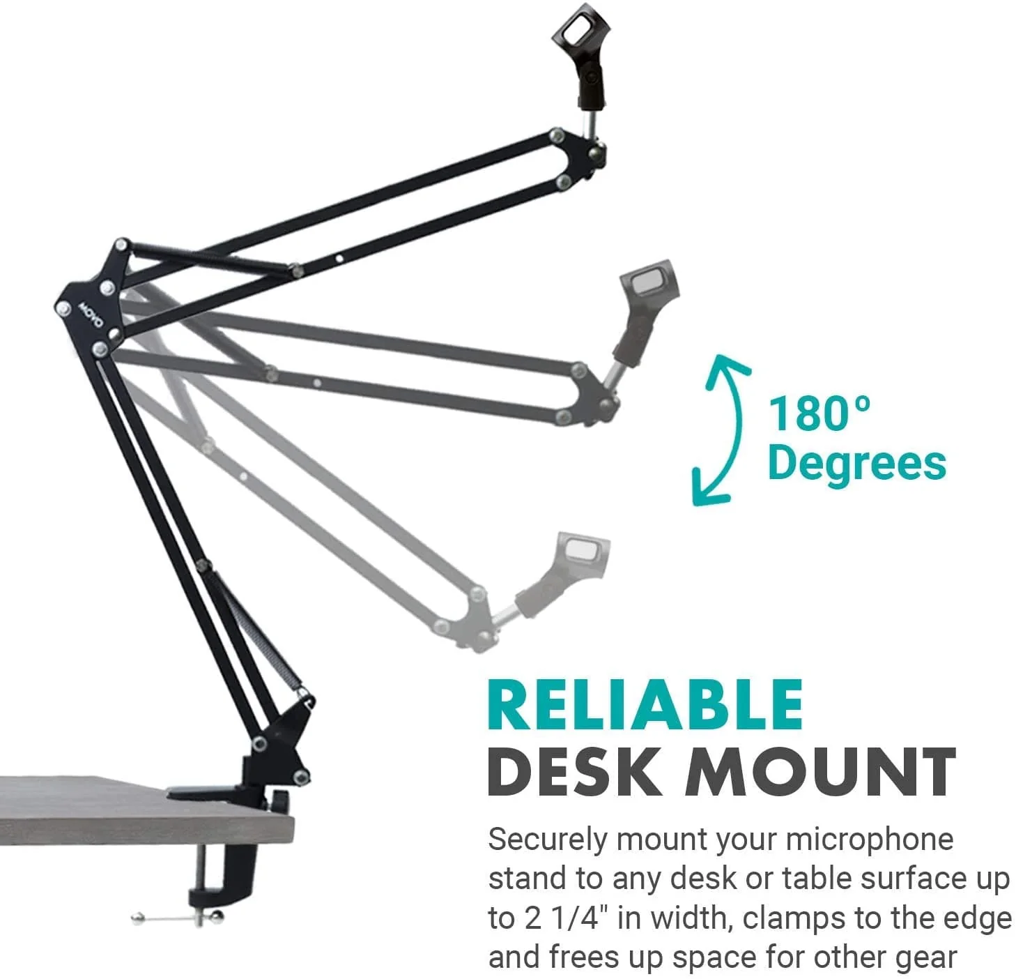 ASM-5 | Microphone Scissor Arm With Desk Clamp | Movo - Image 4