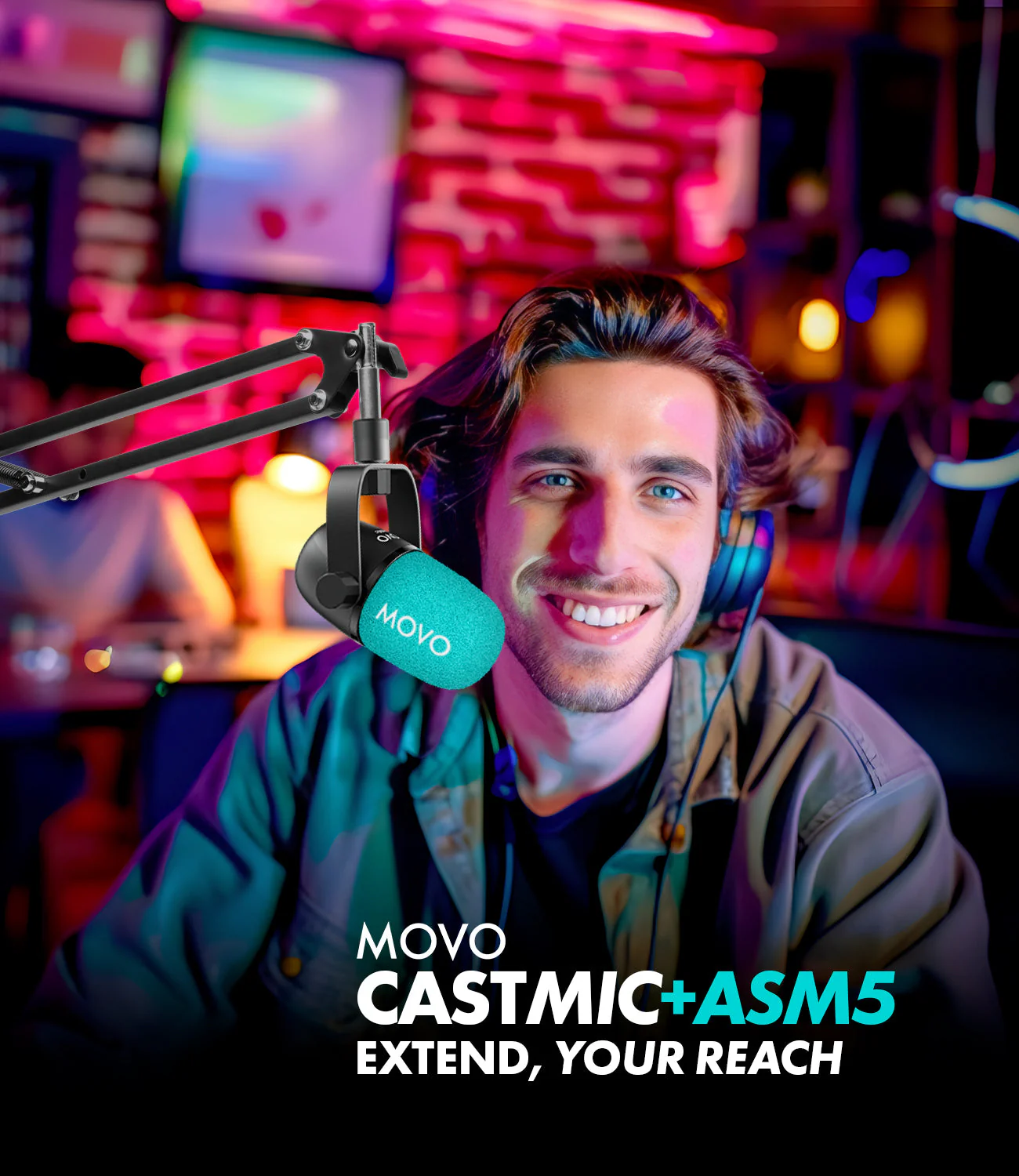 CastMic+ASM5 | XLR Podcasting Bundle with Boom Arm | Movo - Image 2