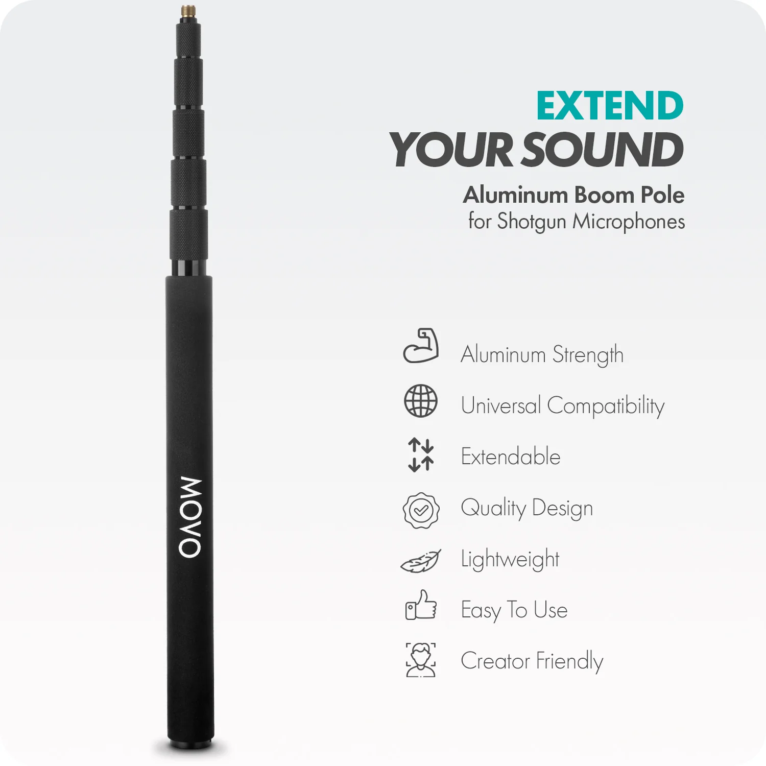 CMP-17 | Professional Aluminum Boom Pole | Movo - Image 2