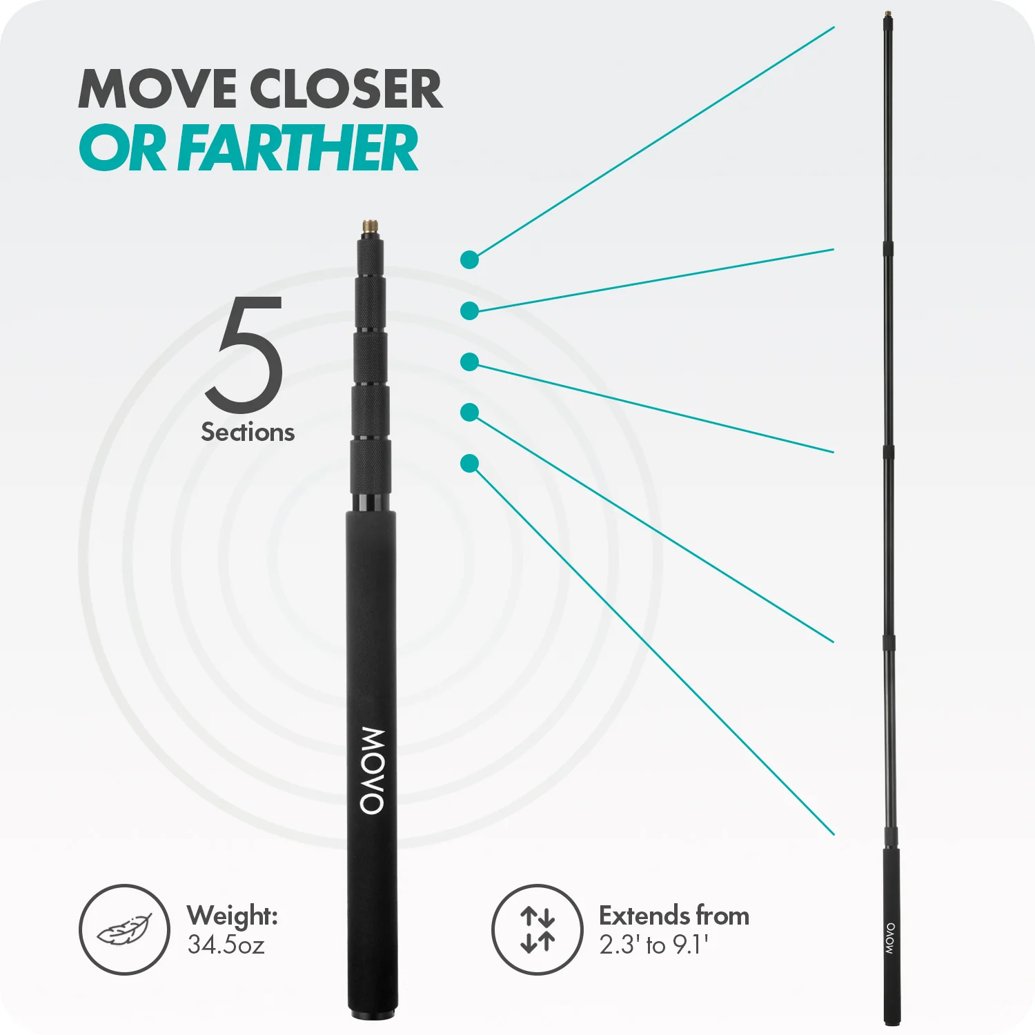 CMP-15 | Professional Aluminum Boom Pole | Movo - Image 4