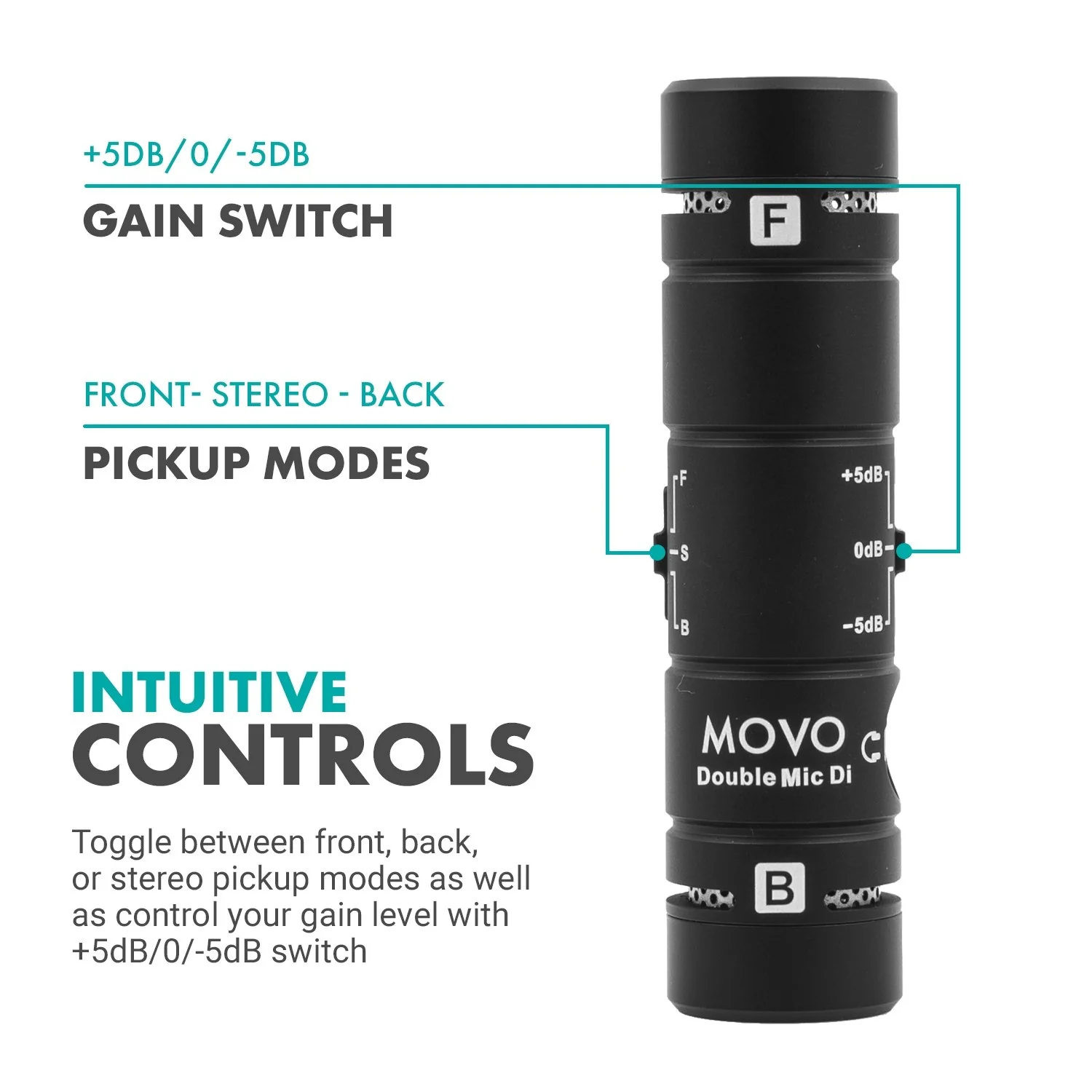 DoubleMic-DI | Dual Capsule Microphone for iPhone | Movo - Image 5