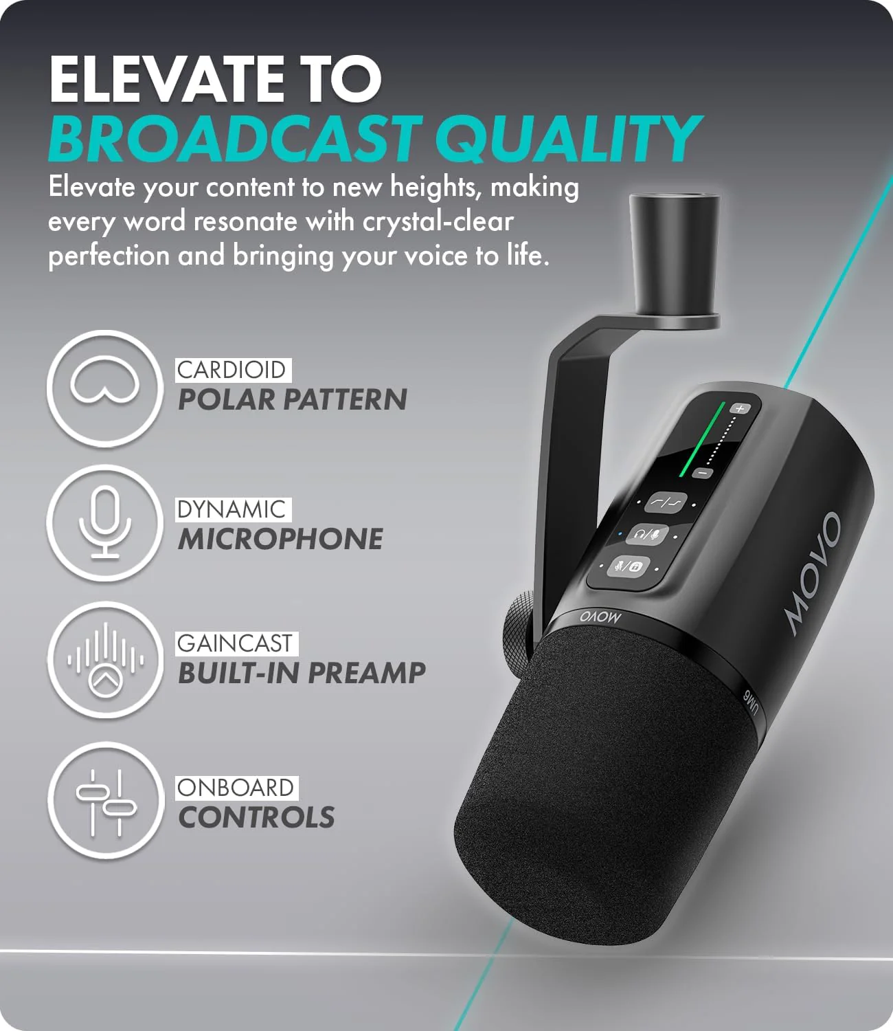 UM6 | Dynamic XLR & USB-C Microphone | Movo - Image 7