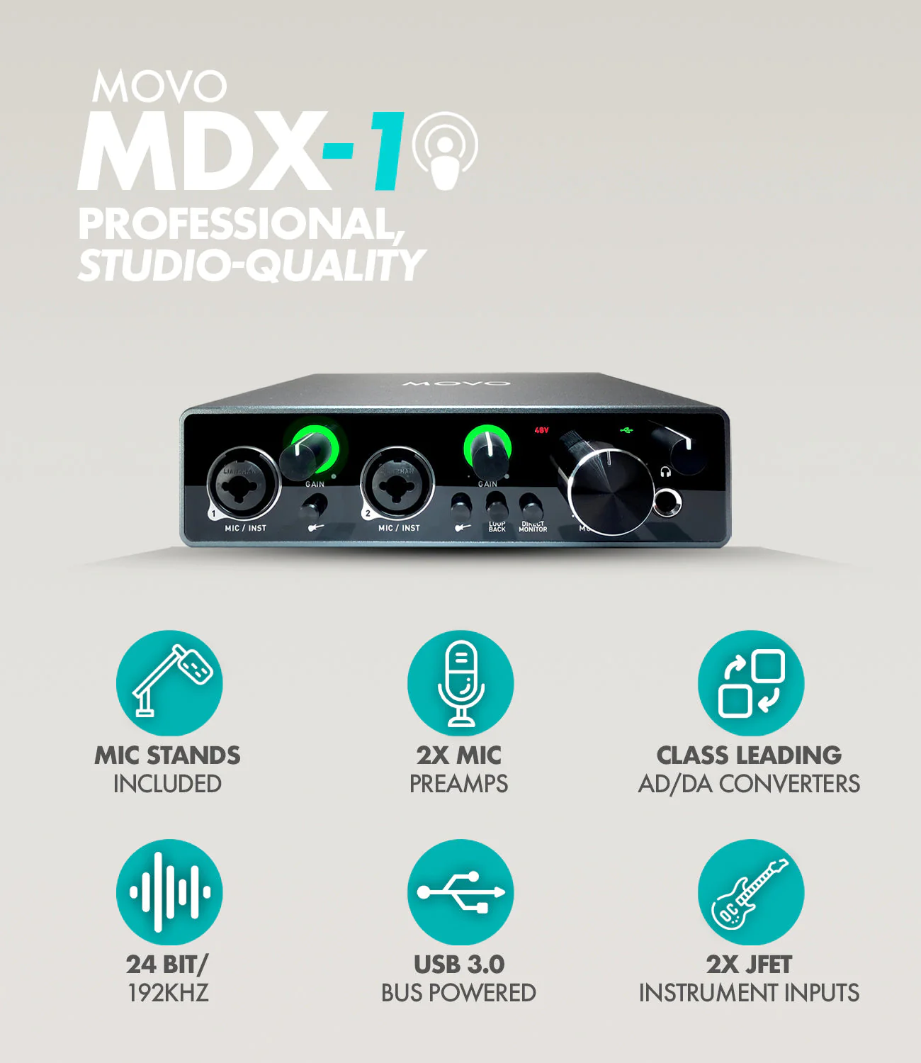 MDX-1+CastMic | Dynamic XLR Microphone Kit | Movo - Image 3