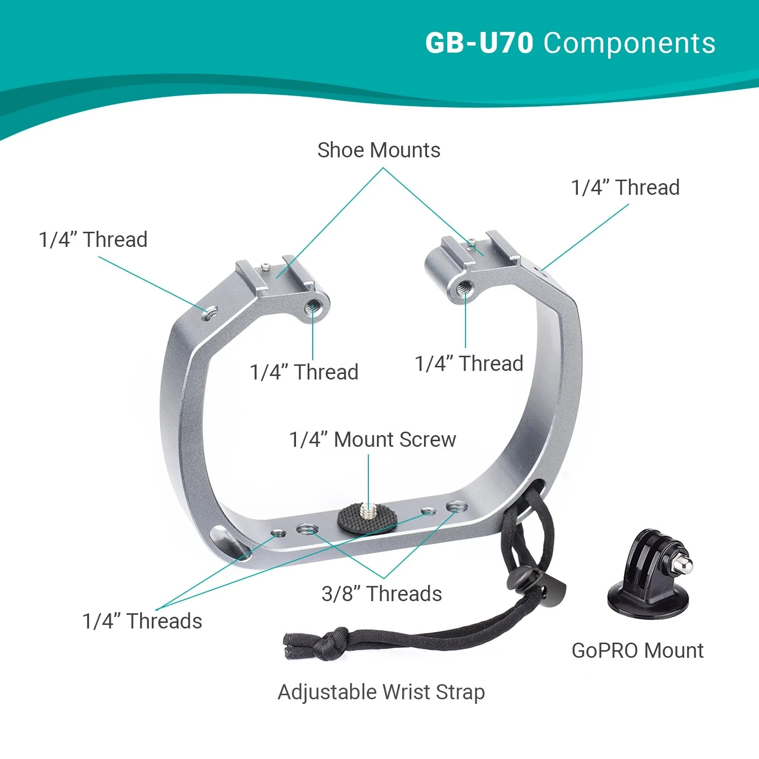 GB-U70 | Underwater Diving GoPro Rig | Movo - Image 3