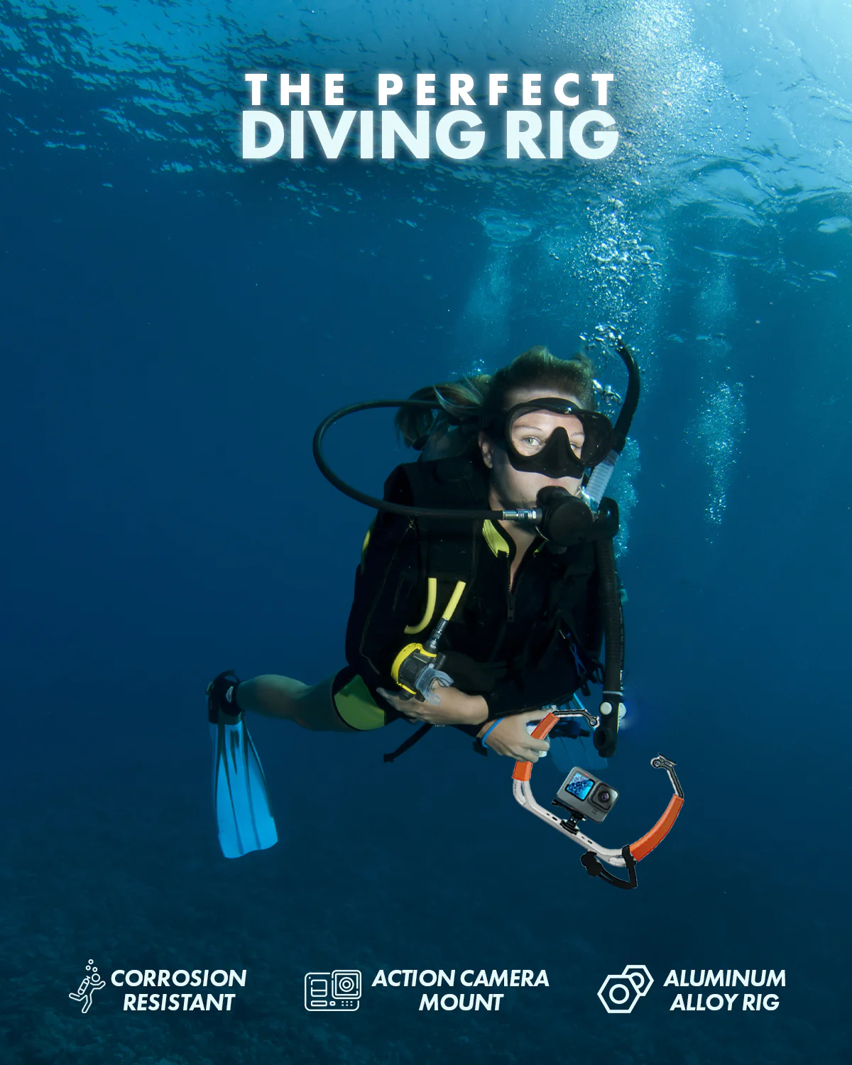 GB-U80T | Large Underwater Rig with TWO Ball Mounts | Movo - Image 3