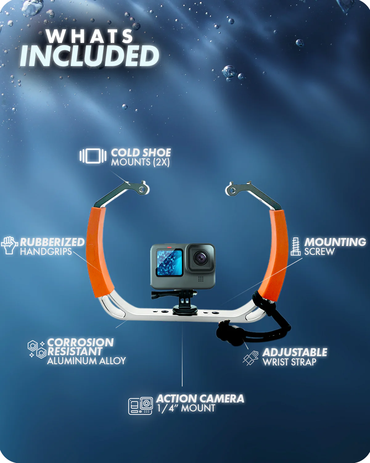 GB-U80T | Large Underwater Rig with TWO Ball Mounts | Movo - Image 5
