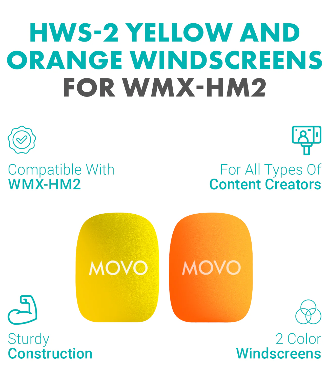 HWS | Colorful Foam Covers for Mic Handle | Movo - Image 2