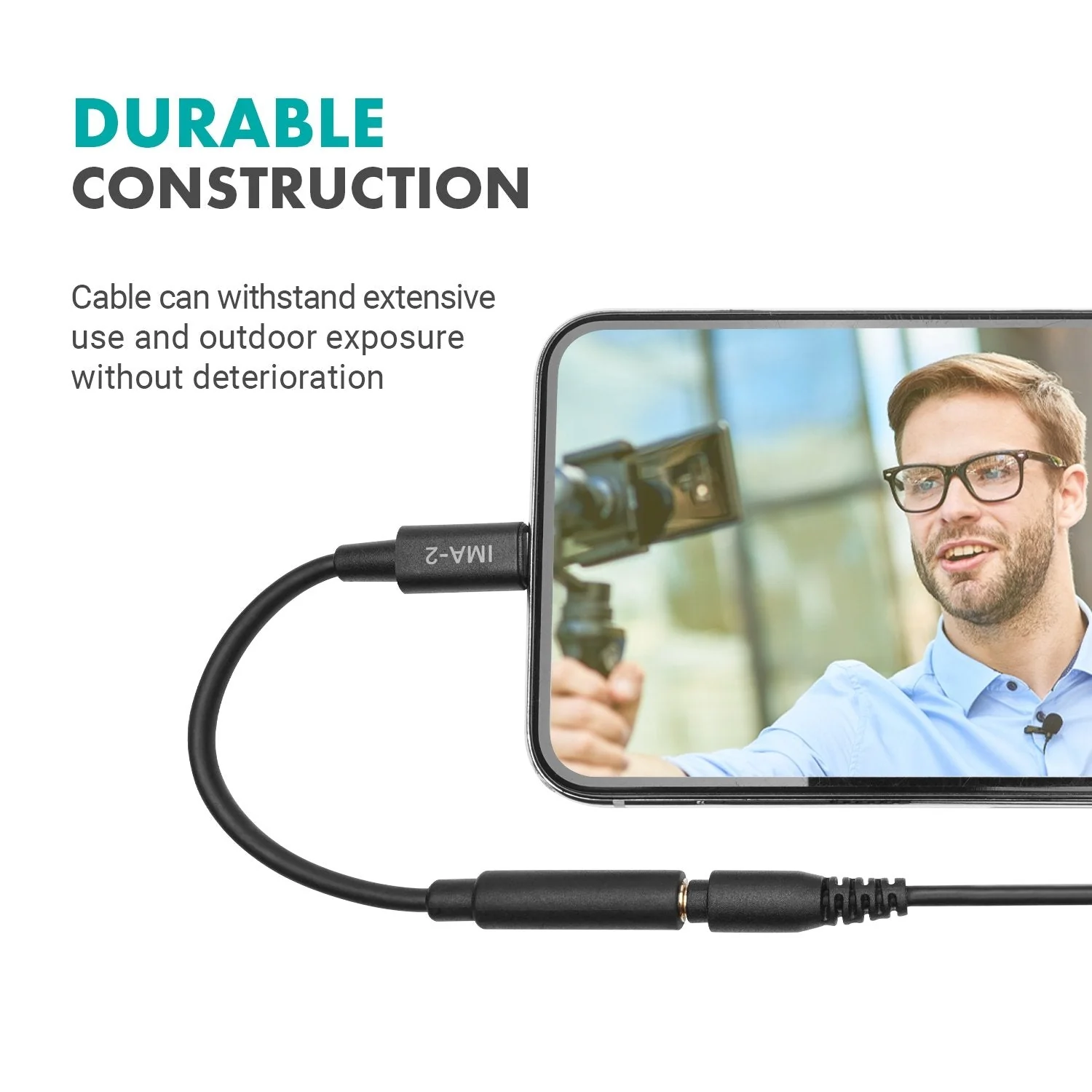IMA-2 | 3.5mm TRS Microphone Dongle Cable to Lightning | Movo - Image 6