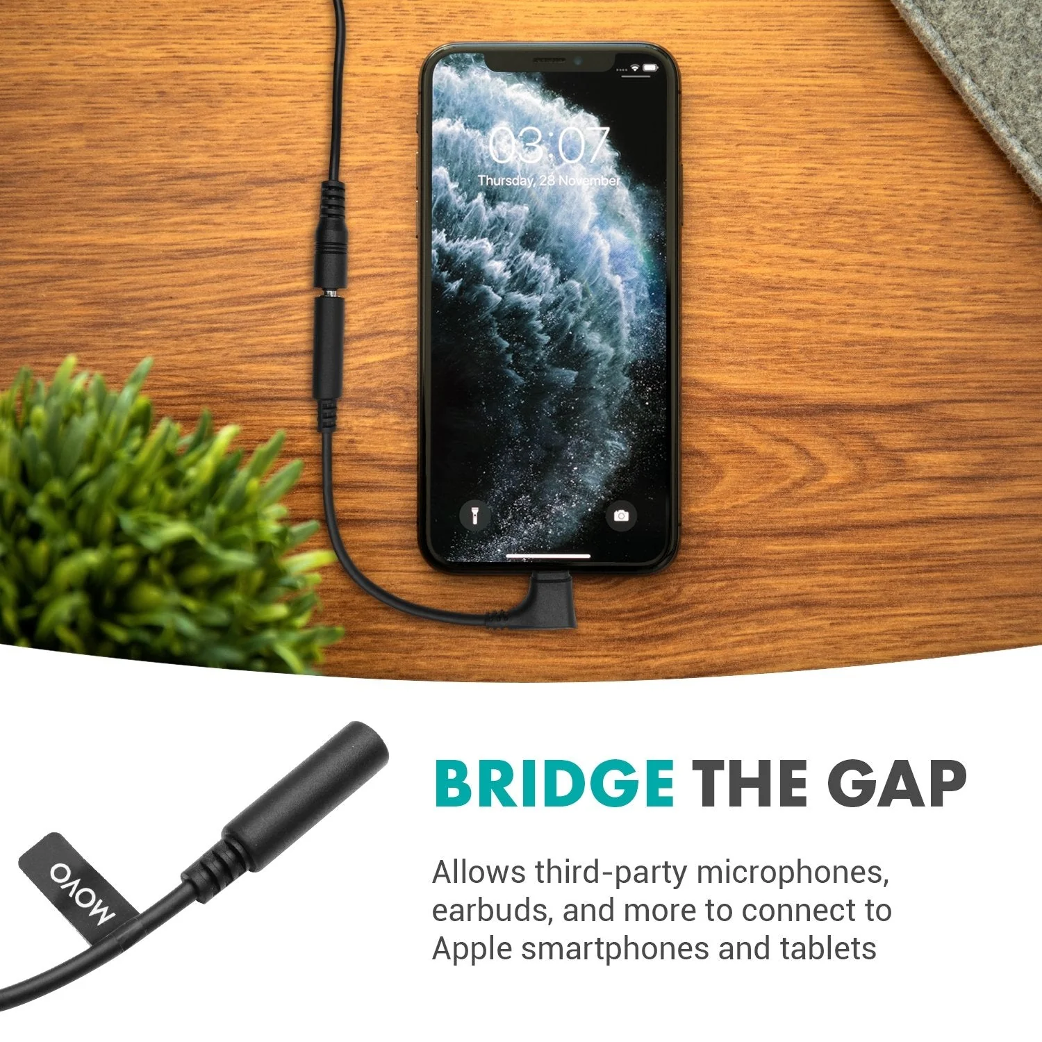 IMA-3 | TRRS Microphone Dongle for Apple Products | Movo - Image 2