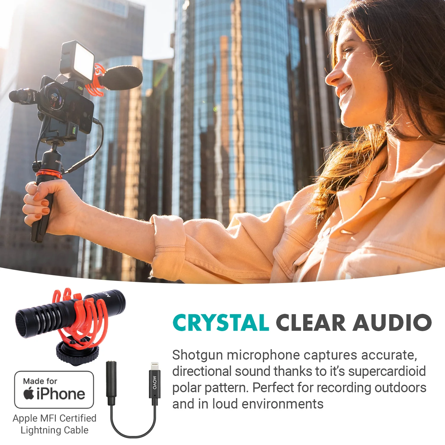 iVlog1+MV-T5 | iPhone Vlogging Kit With Full Size Tripod | Movo - Image 3