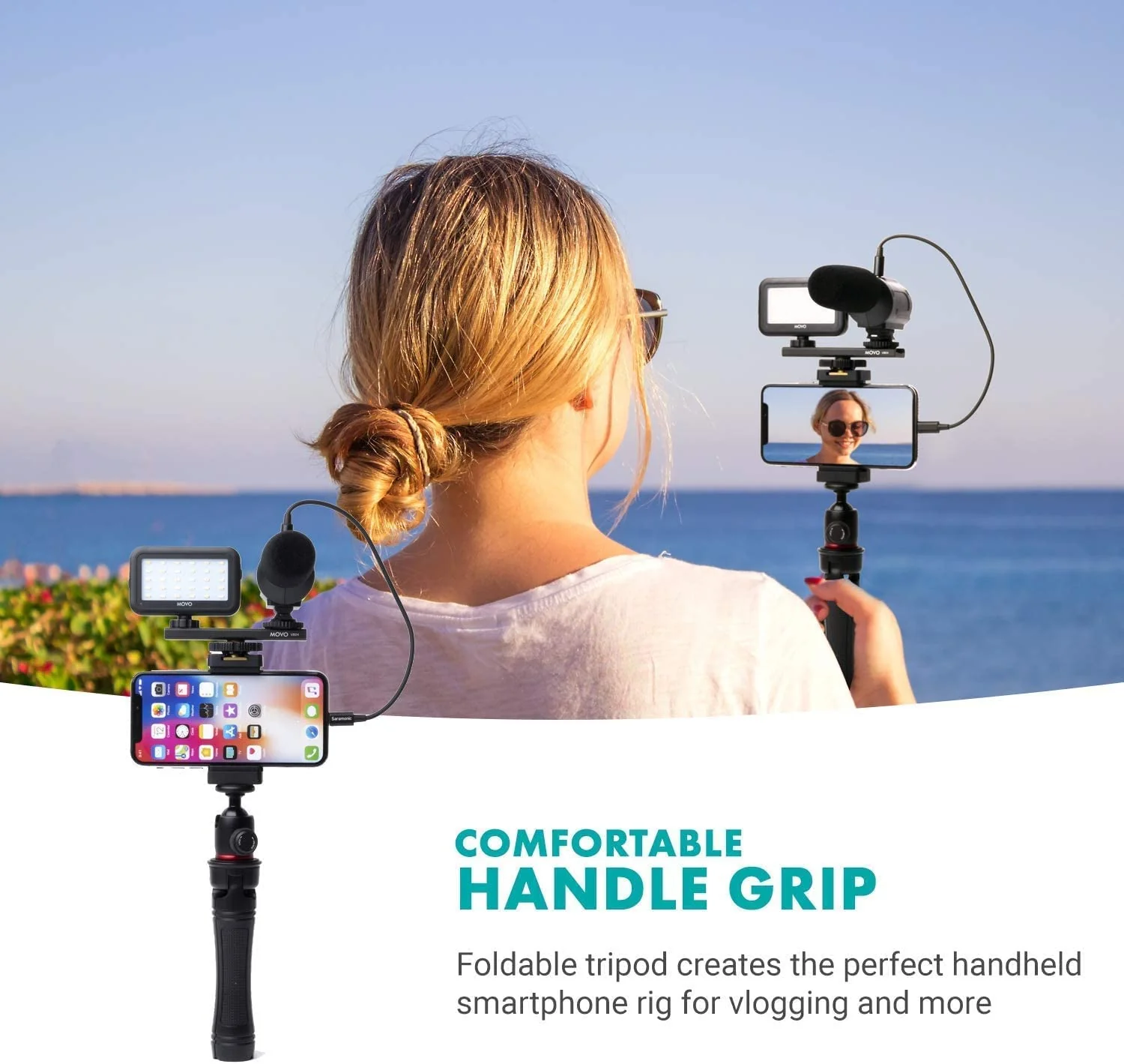 iVlogger+MV-T5 | Smartphone Vlogging Kit with Fullsize Tripod | Movo - Image 6