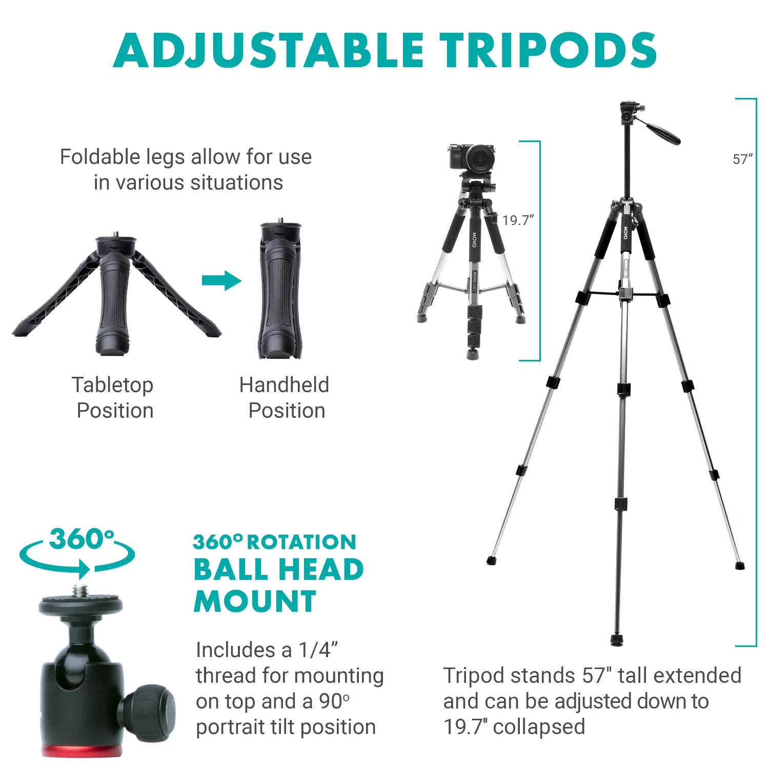 iVlogger-PRO+ MV-T5| Premium Vlogging Kit with Fullsize Tripod | Movo - Image 7
