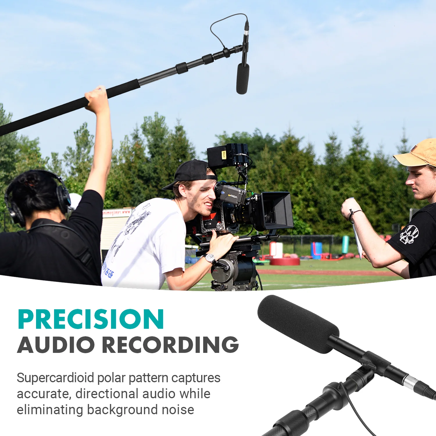 BYPB25+BYPVM1000 | Shotgun Mic with Boom Pole Kit | Movo - Image 2