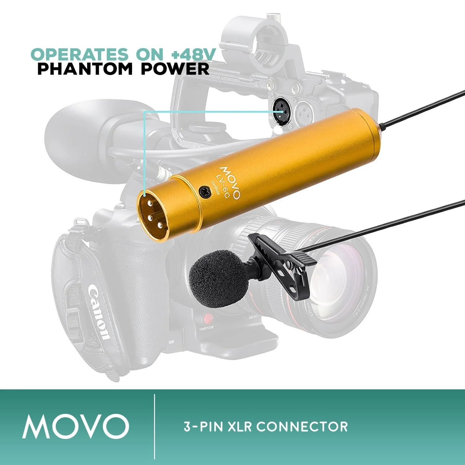 LV-6 | Omidirectional & Cardioid XLR Lavalier Microphone Set | Movo - Image 3