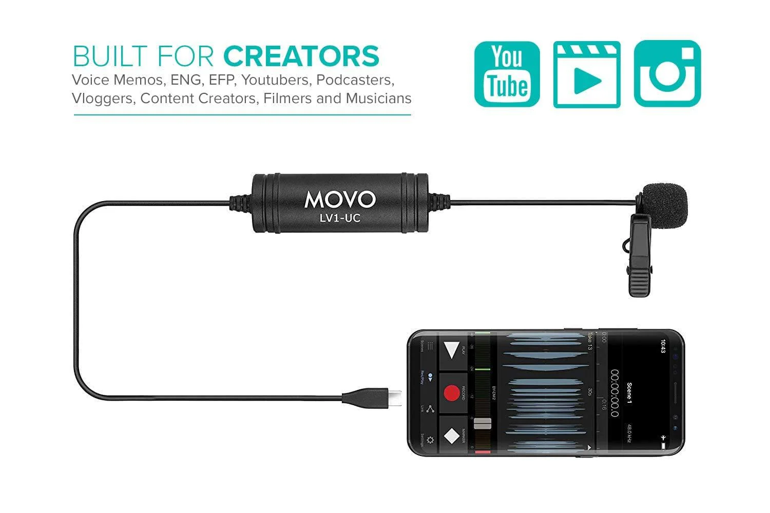 LV1-UC | USB-C Omni Clip-on Lavalier Microphone | Movo - Image 6
