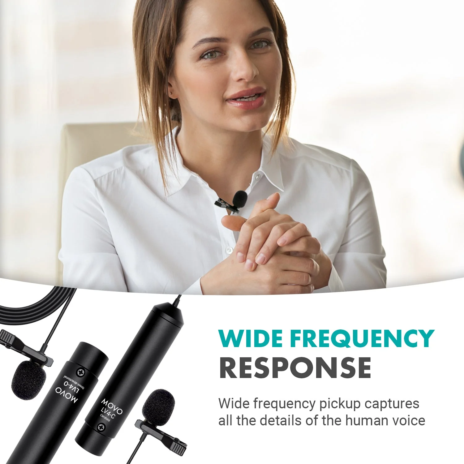 LV4 | XLR Lavalier Microphone Interview Kit | Movo - Image 6