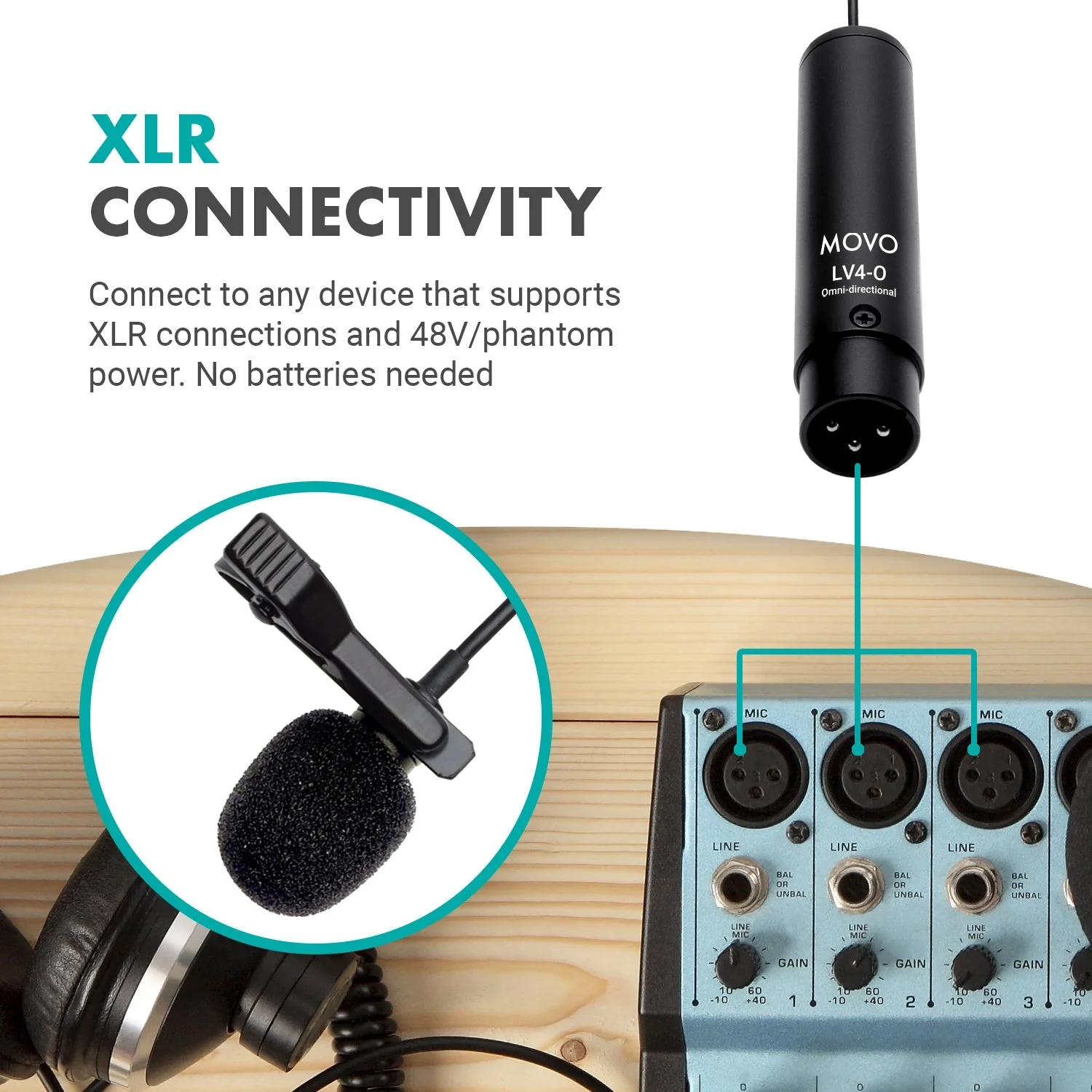 LV4 | Lavalier Microphones with XLR Connector Set | Movo - Image 5