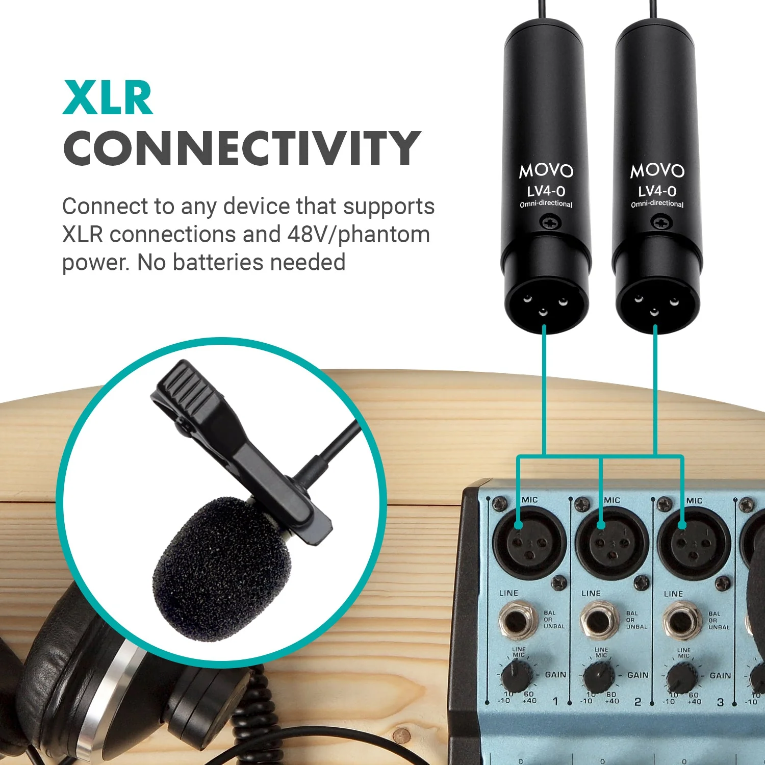 LV4-O2 | XLR Dual Omni Lavalier Microphone Set | Movo - Image 5