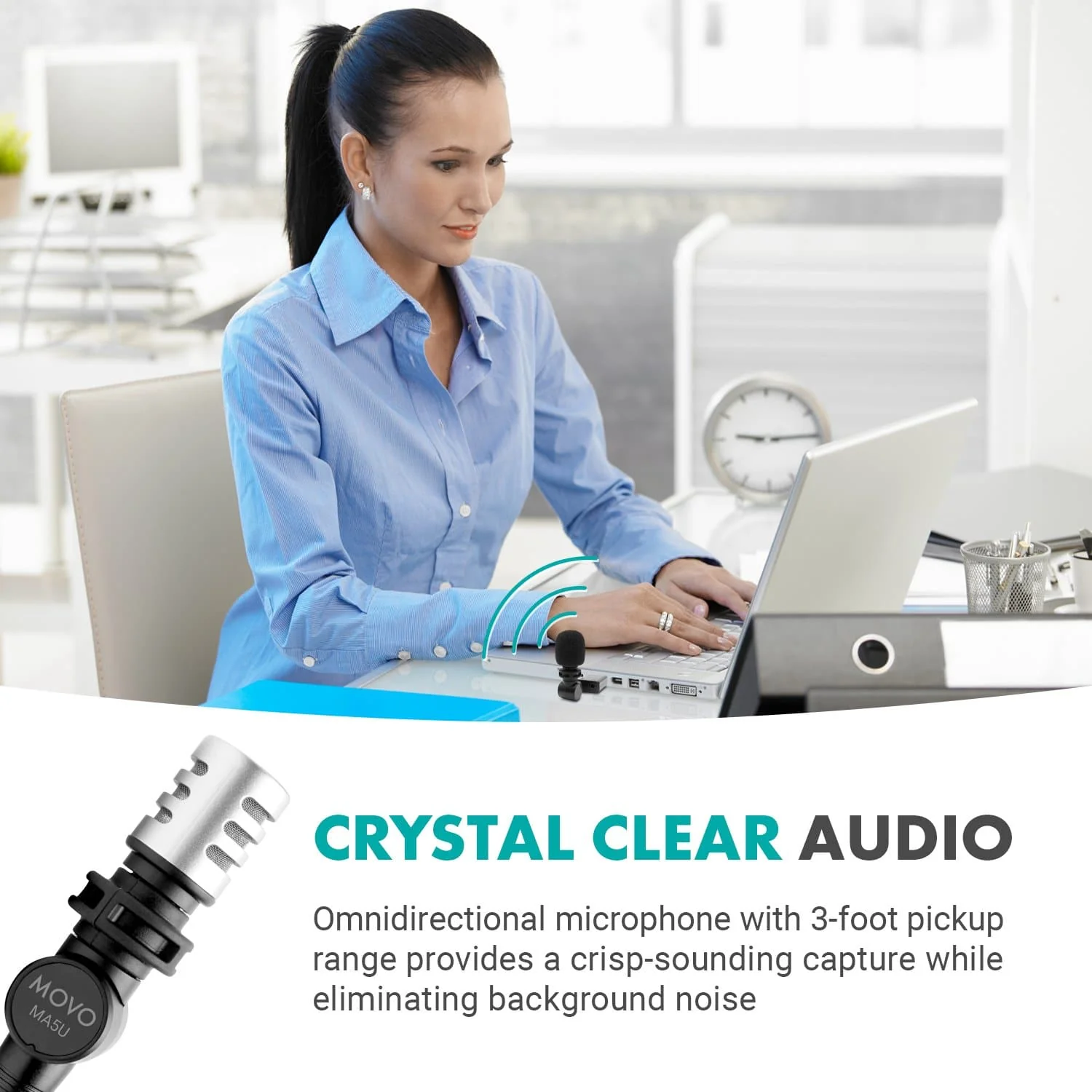 MA5U | Mini Omnidirectional Microphone for Laptop | Movo - Image 3