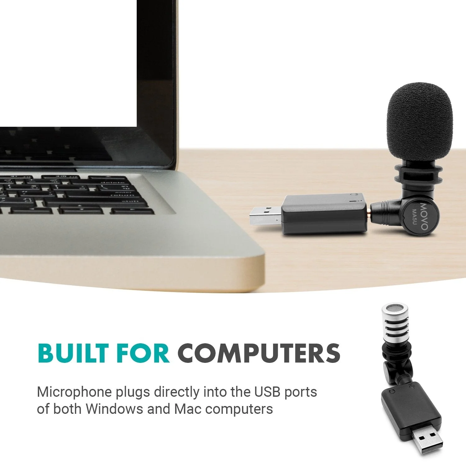 MA5U | Mini Omnidirectional Microphone for Laptop | Movo - Image 5