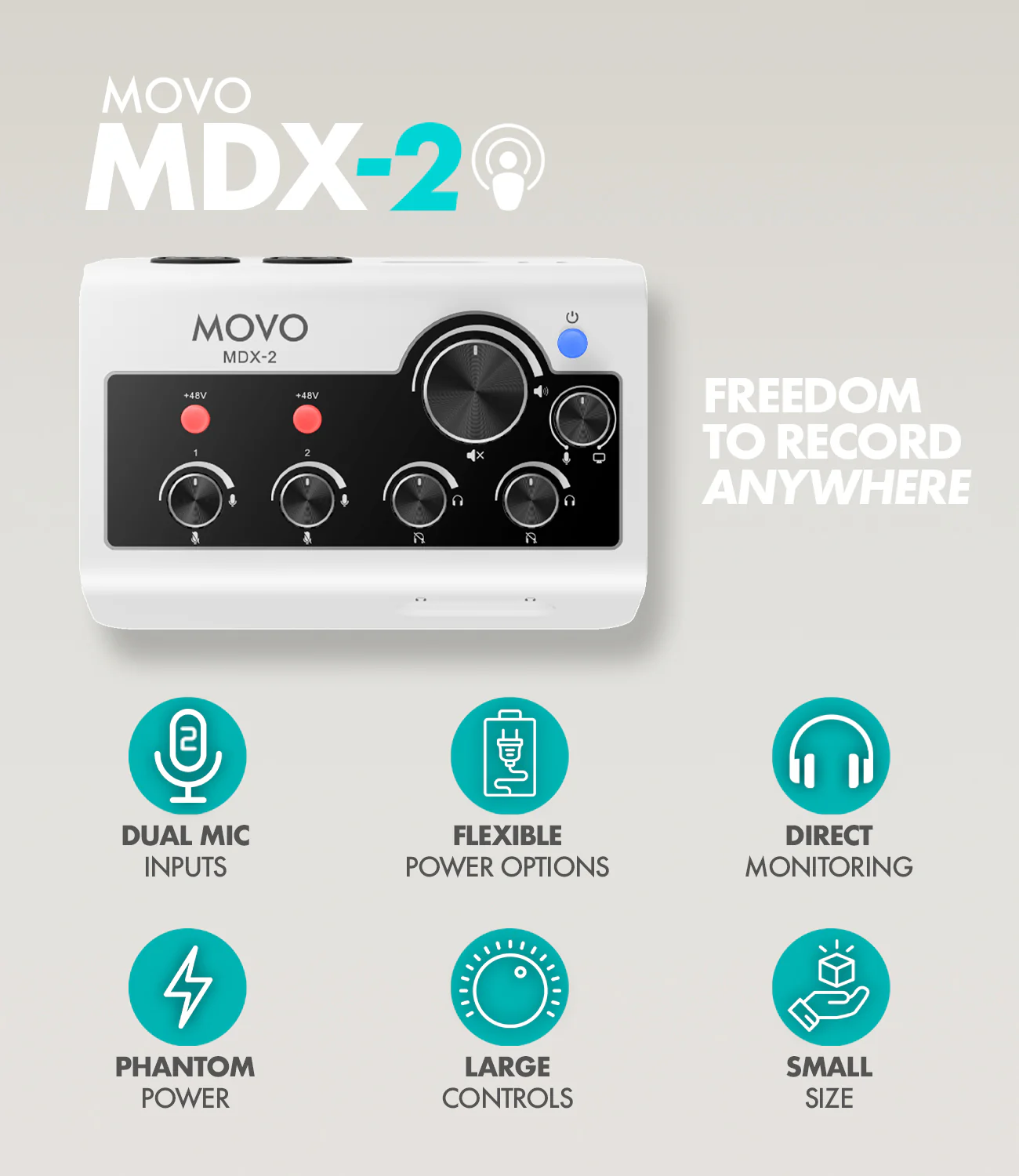 MDX-2 | Dual Channel Portable Audio Interface | Movo - Image 3
