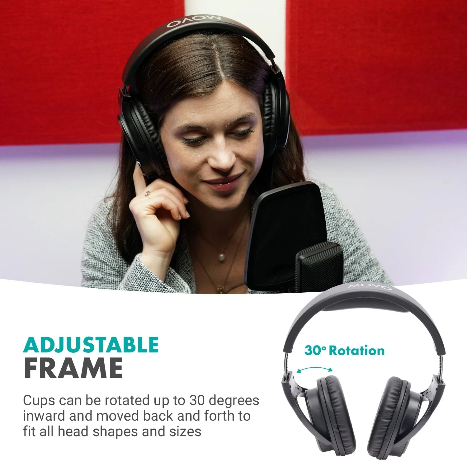 MH-100 | Hi-Fi Studio Monitoring Headphones W/ Microphone | Movo - Image 6