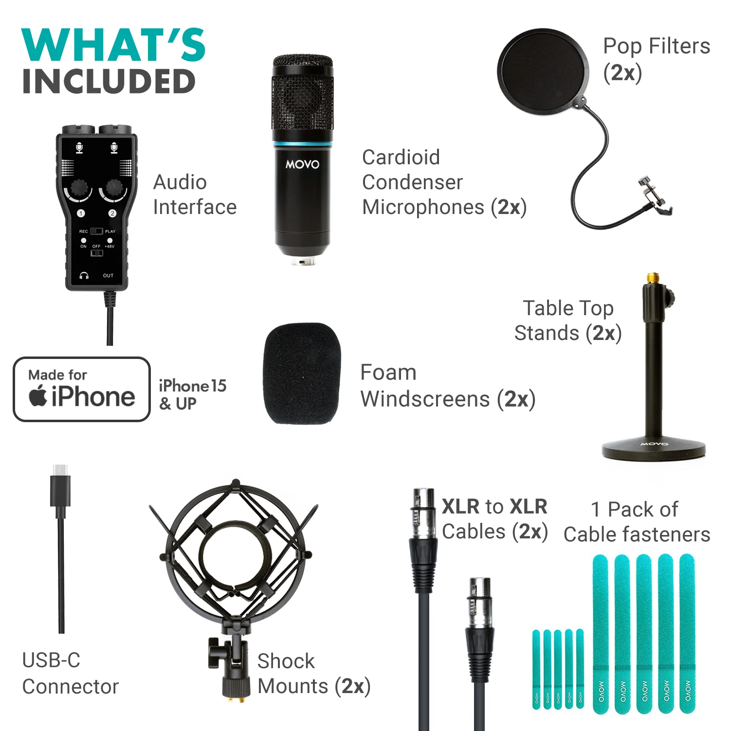 MPB-UC-IP | Smartphone Podcasting Bundle for iPhone 15 and Above | Movo - Image 2