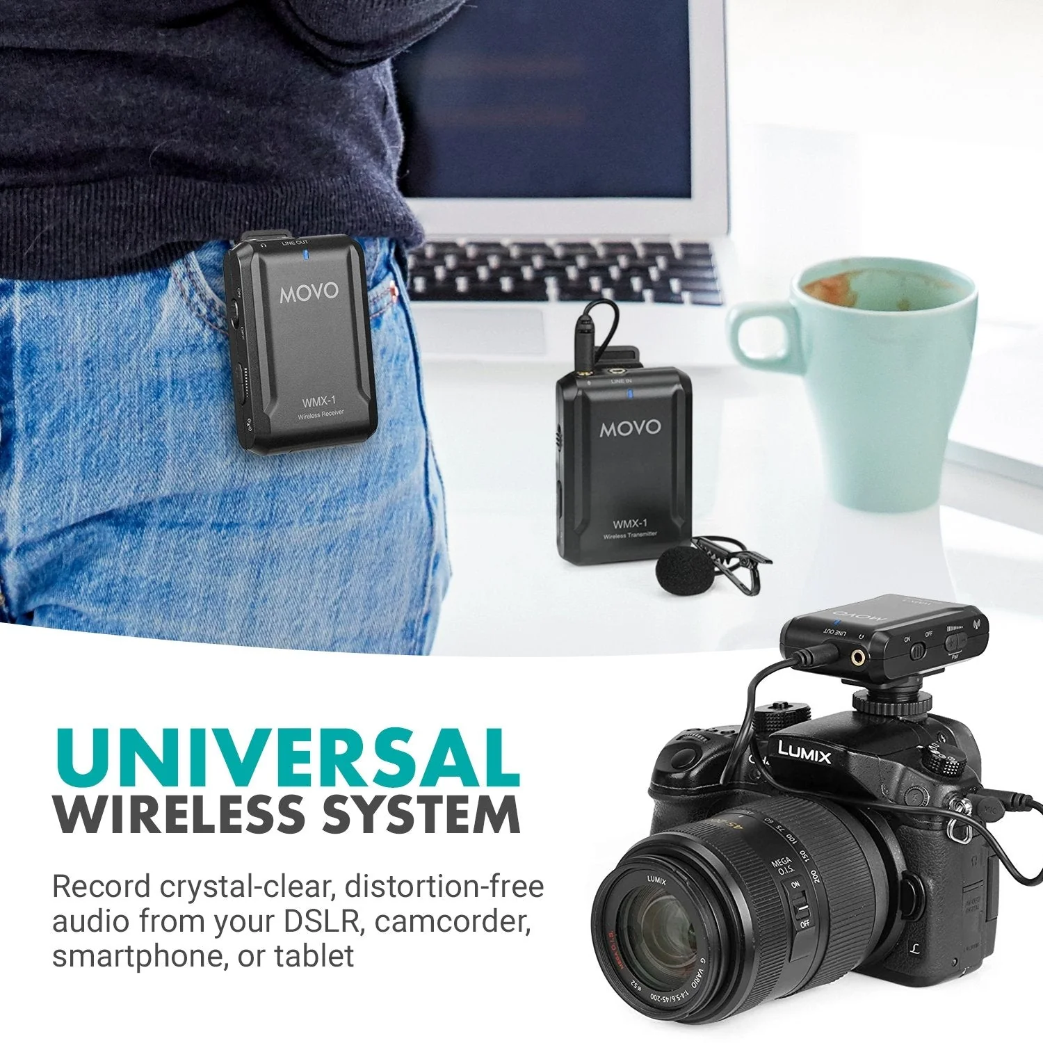 WMX-1 | Wireless Microphone | Lavalier Microphone System | Movo - Image 2
