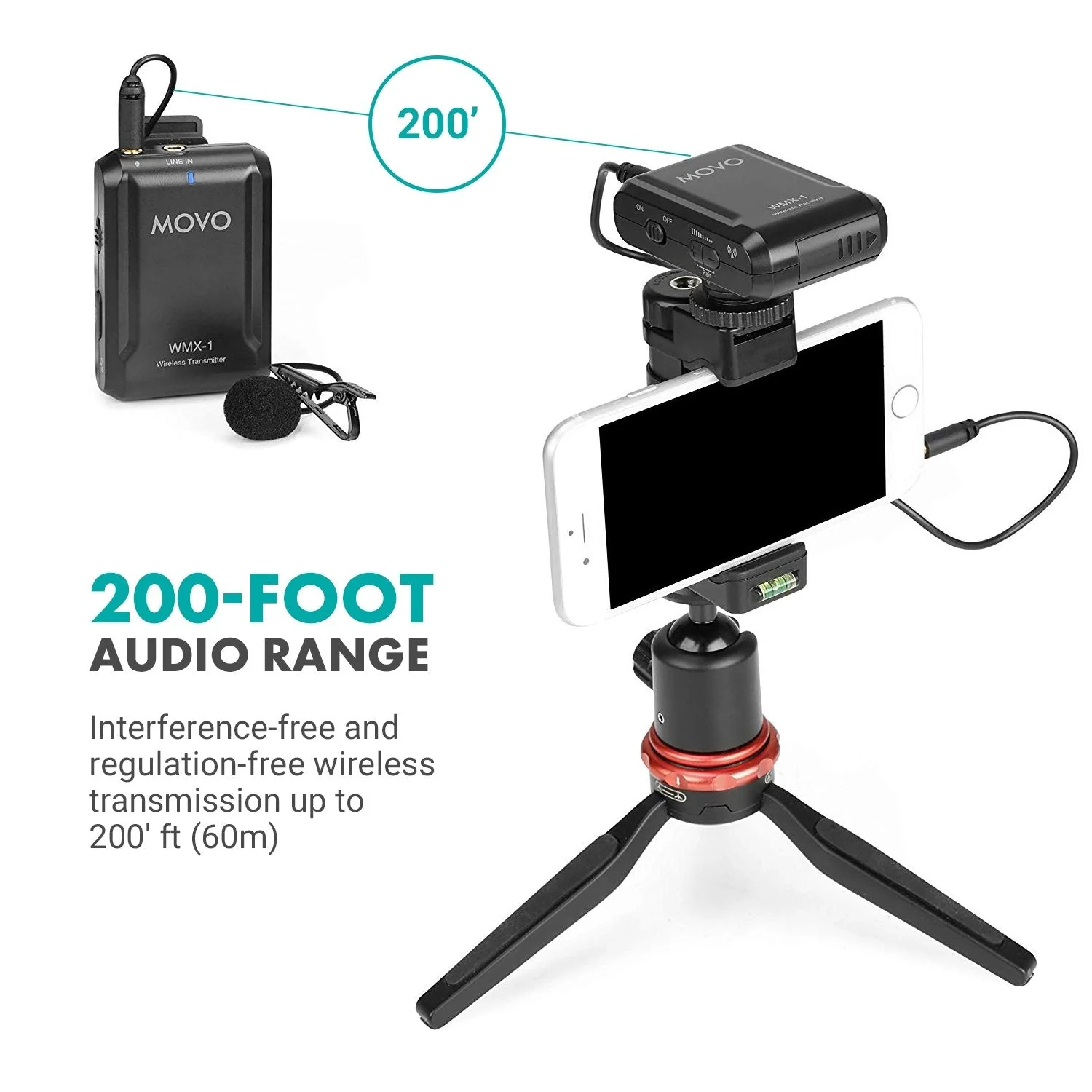 WMX-1 | Wireless Microphone | Lavalier Microphone System | Movo - Image 5
