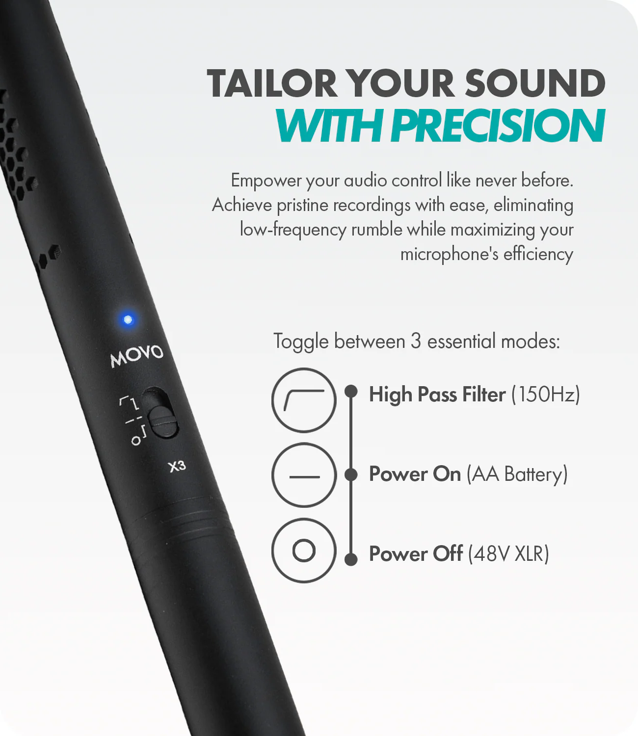 X3-II | Supercardioid Condenser Shotgun Mic for DSLR | Movo - Image 4