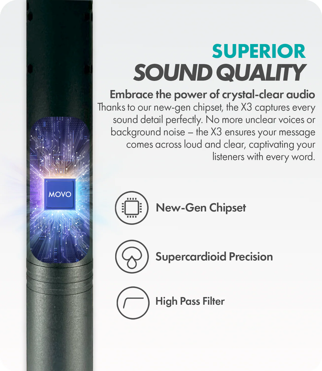 X3-II | Supercardioid Condenser Shotgun Mic for DSLR | Movo - Image 5