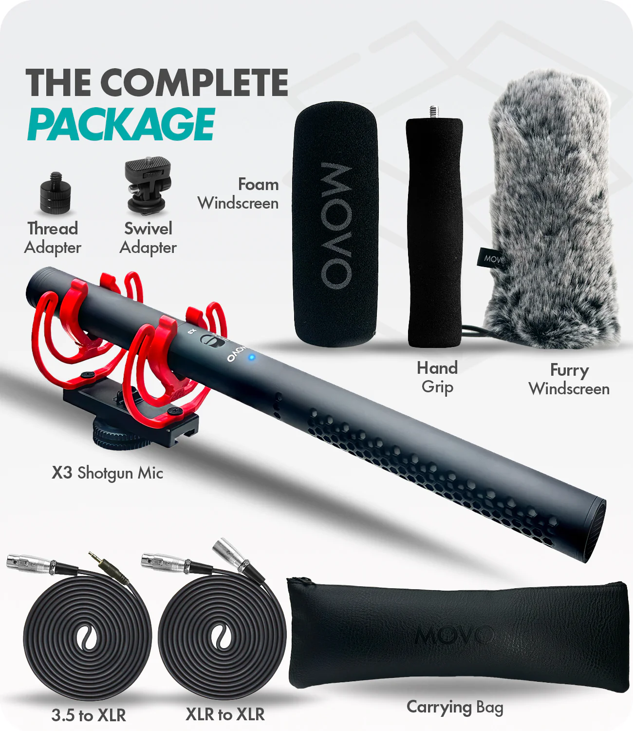 X3-II | Supercardioid Condenser Shotgun Mic for DSLR | Movo - Image 6