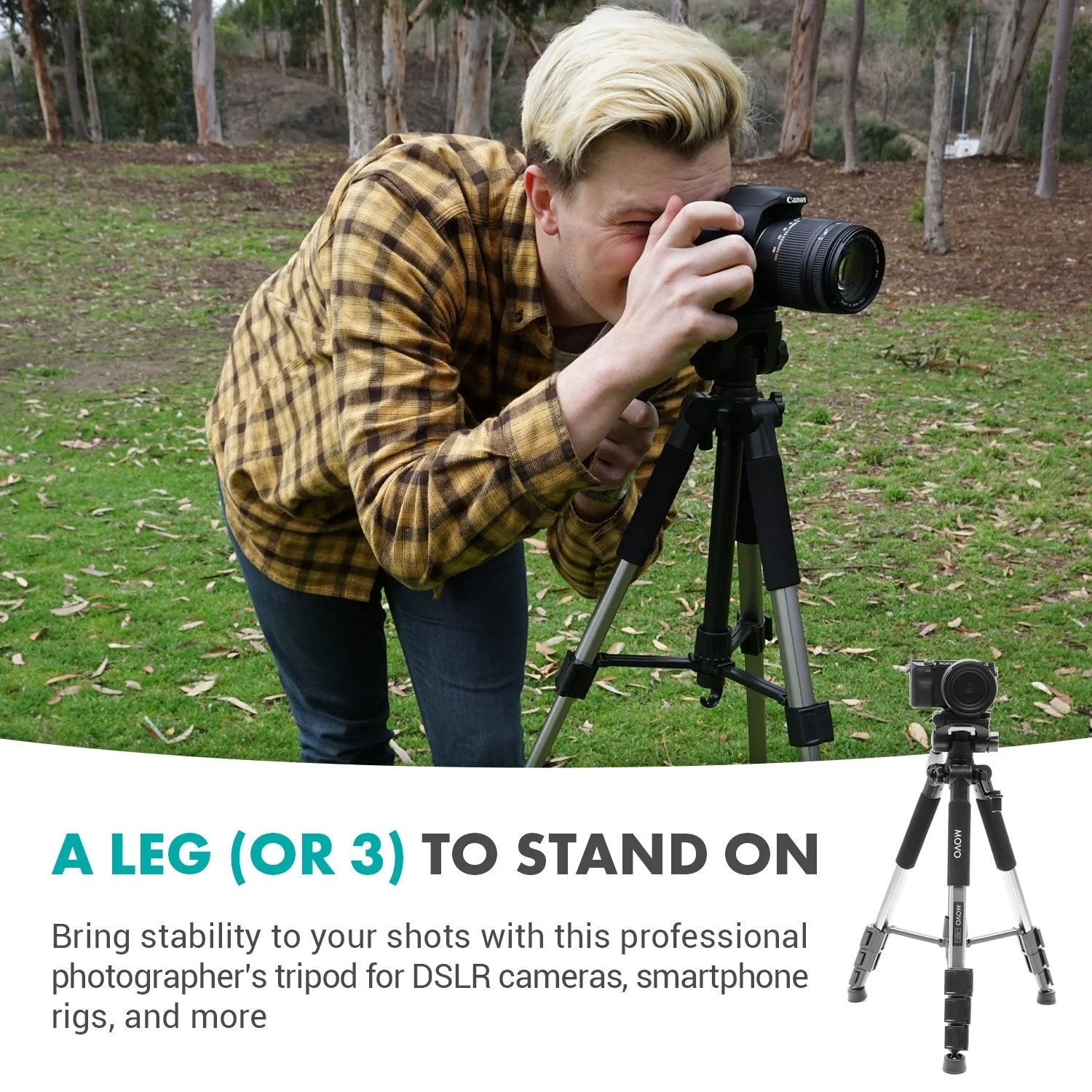 MV-T5 | Full-Size Aluminum Tripod | Movo - Image 2