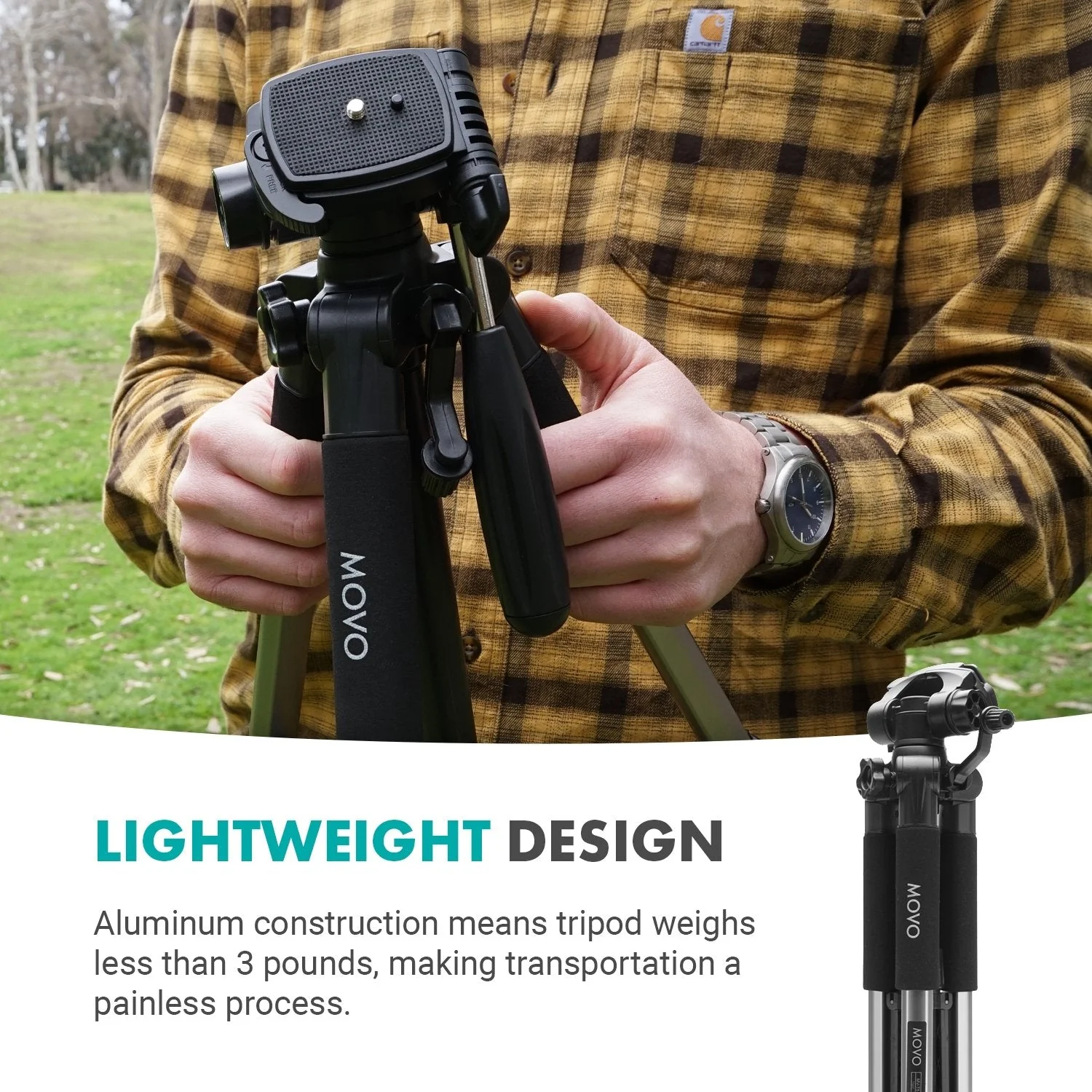 MV-T5 | Full-Size Aluminum Tripod | Movo - Image 6