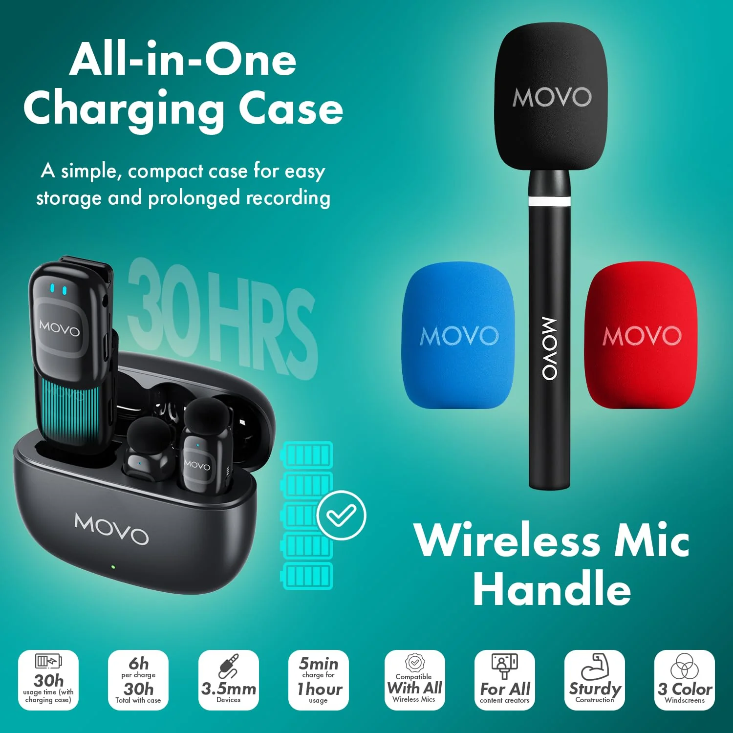 NanoMic+WMX-HM2 | Wireless Mic Series with Handle | Movo - Image 18