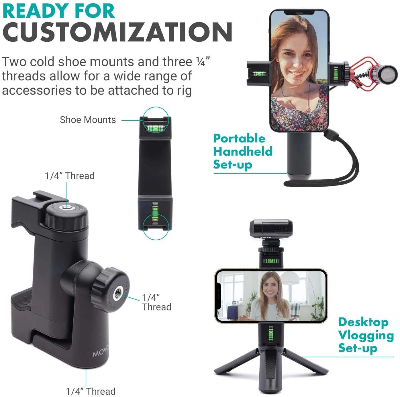 P-3 | Rotating Smartphone Tripod Mount | Movo - Image 7