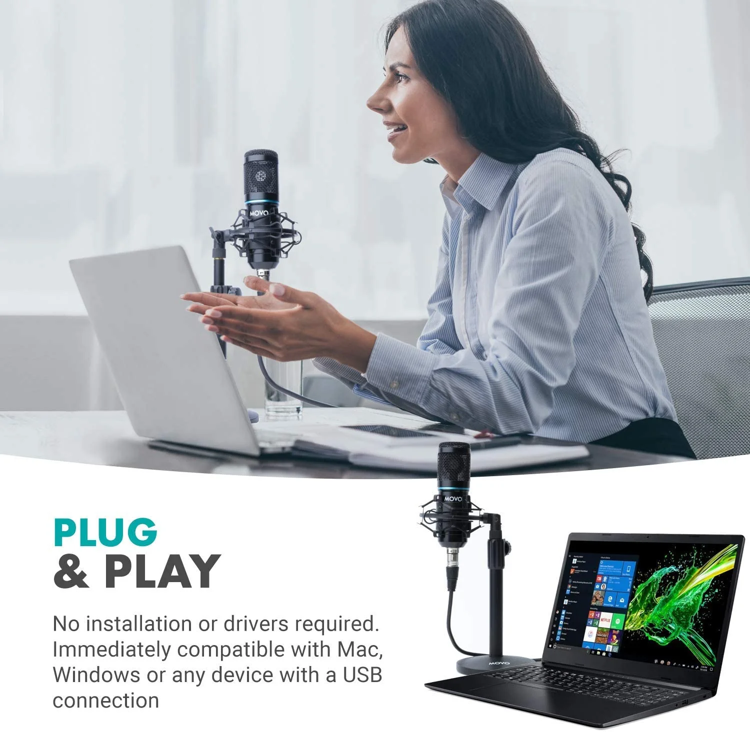 PC-M6 | Podcasting XLR Microphone With Pop Filter | Movo - Image 8