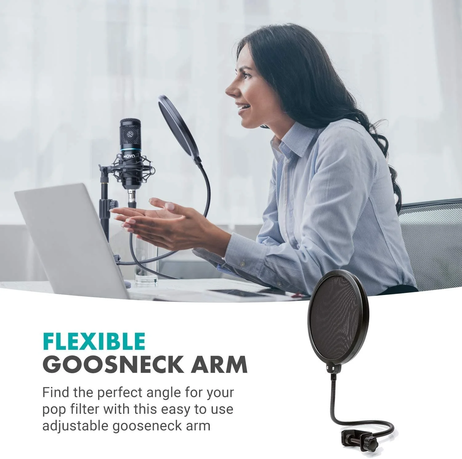 PF-6 | Gooseneck Microphone Pop Filter | Movo - Image 3