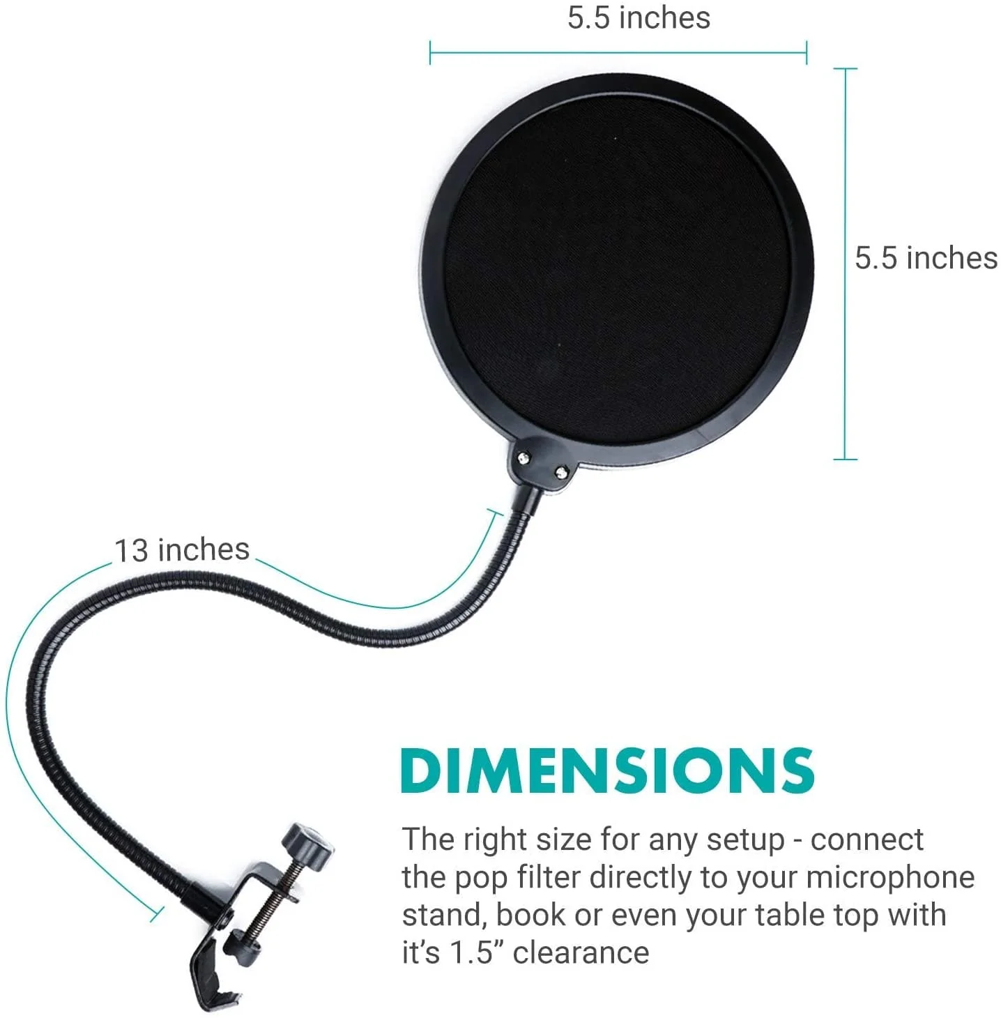 PF-6 | Gooseneck Microphone Pop Filter | Movo - Image 6