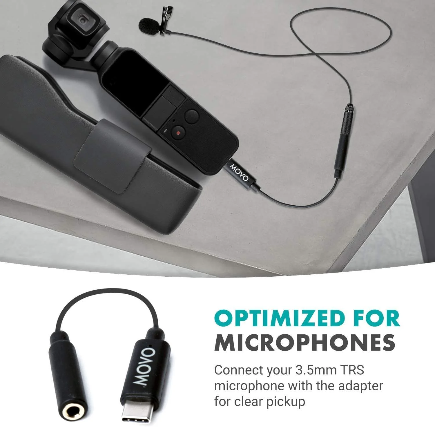 PMA-1 | Microphone Adapter for DJI OSMO Pocket | Movo - Image 2