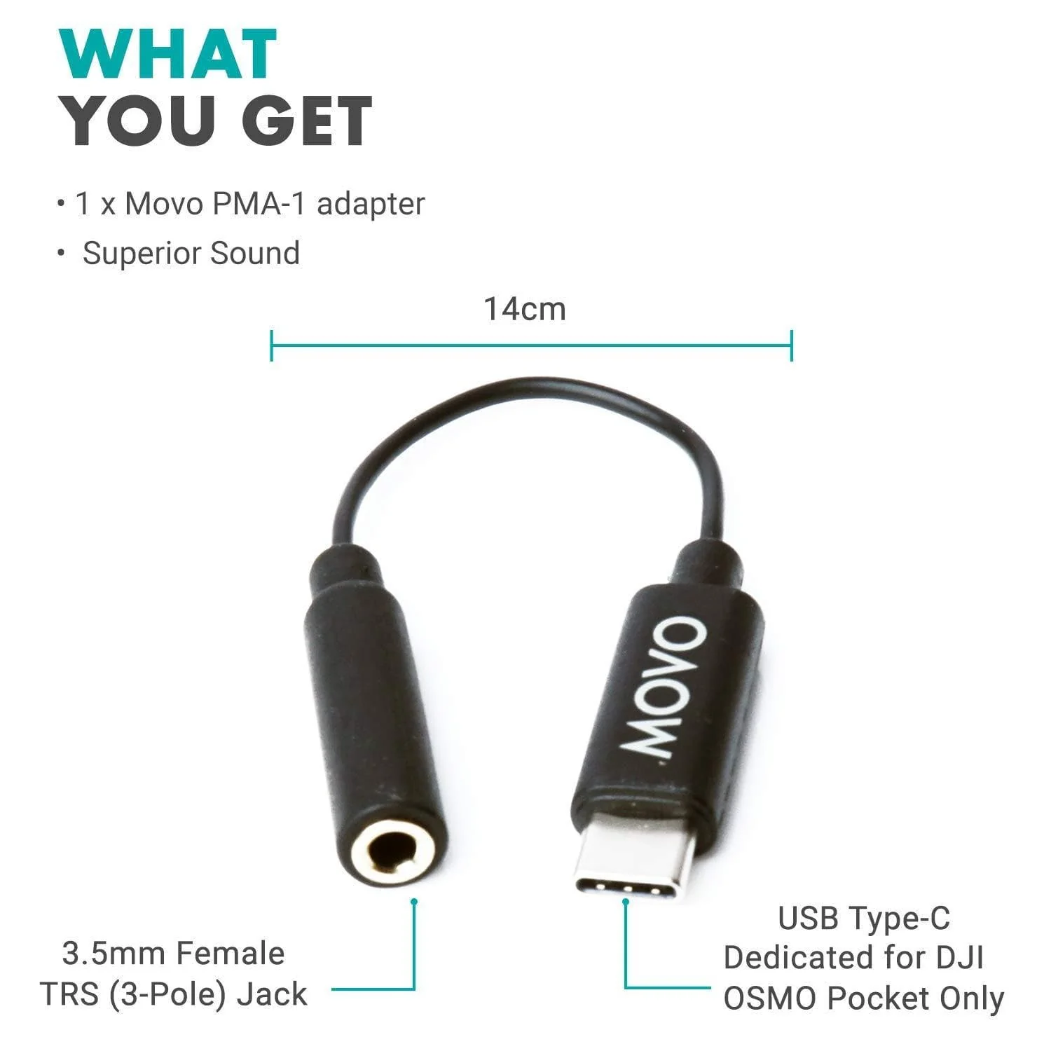 PMA-1 | Microphone Adapter for DJI OSMO Pocket | Movo - Image 5