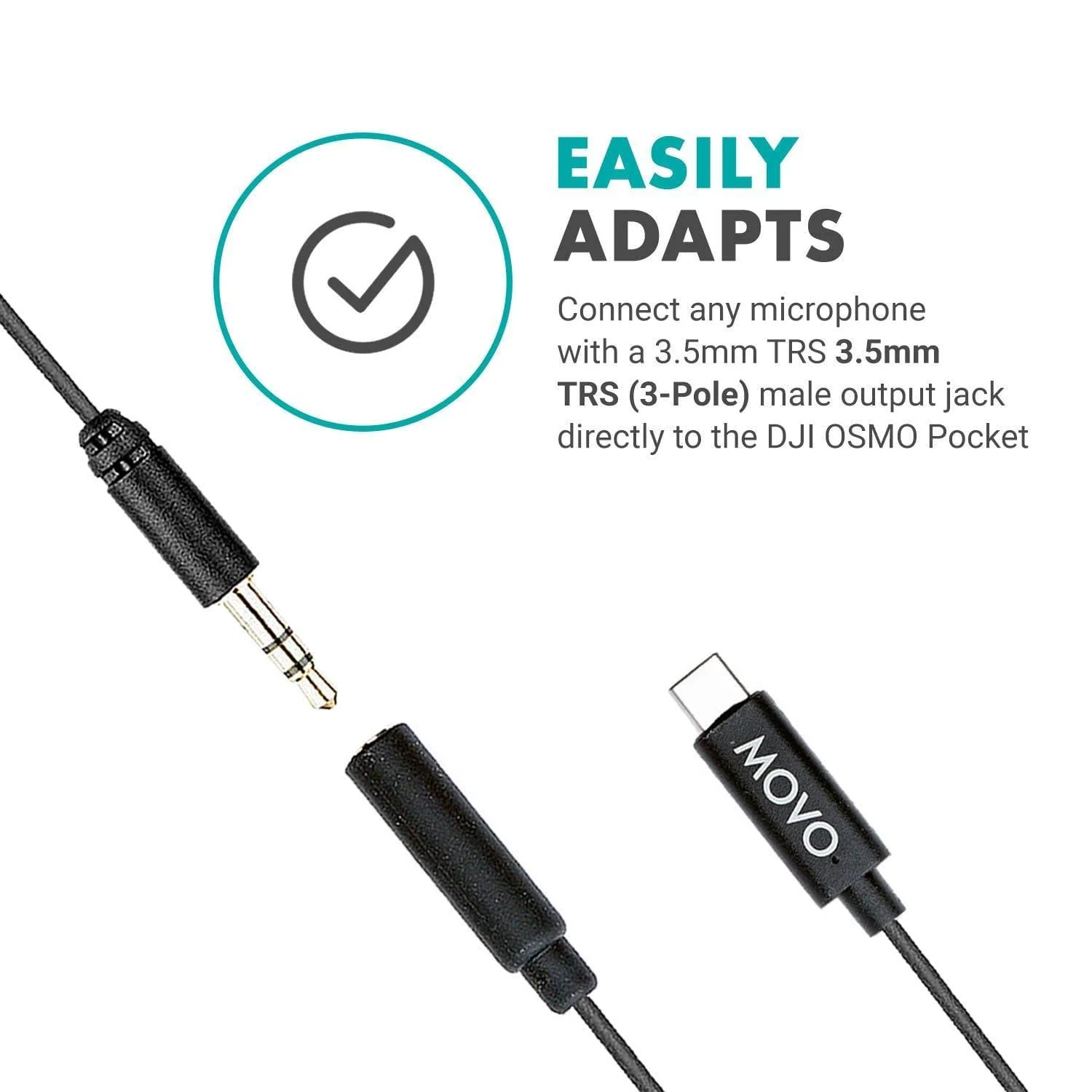 PMA-1 | Microphone Adapter for DJI OSMO Pocket | Movo - Image 7