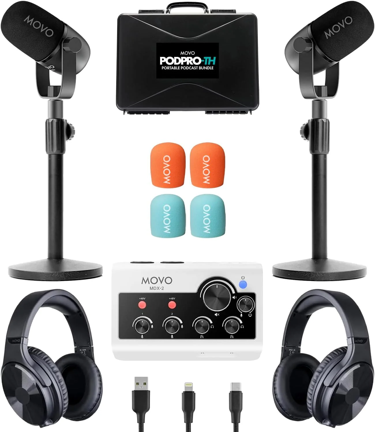 Movo Portable Podcast Equipment Bundle for iPhone/Android Phones