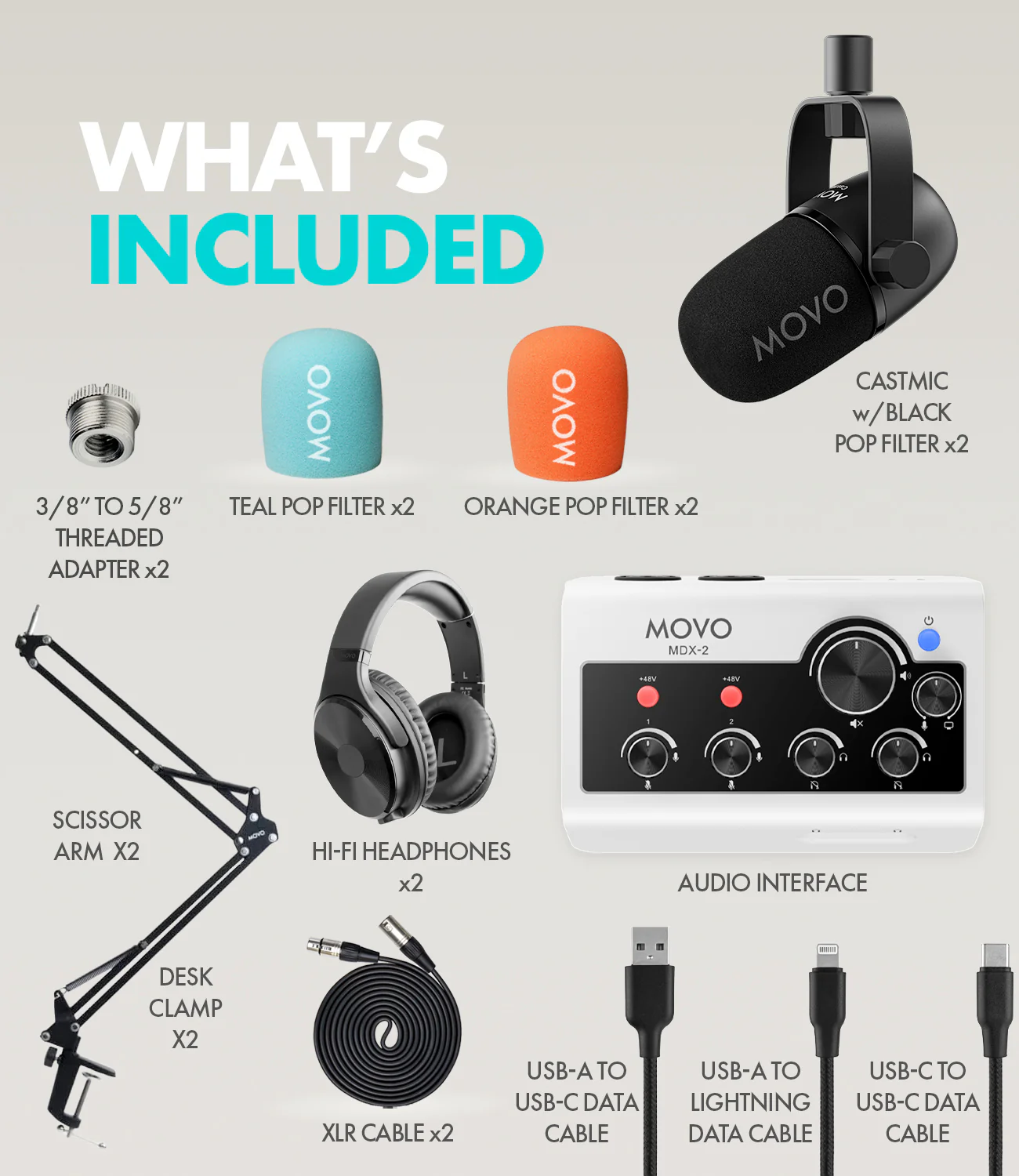 Movo Portable Podcast Equipment Bundle for iPhone/Android Phones - Image 17