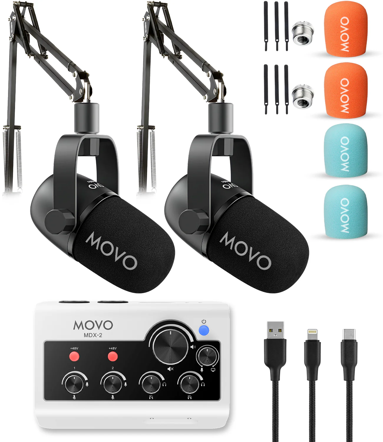Movo Portable Podcast Equipment Bundle for iPhone/Android Phones - Image 2