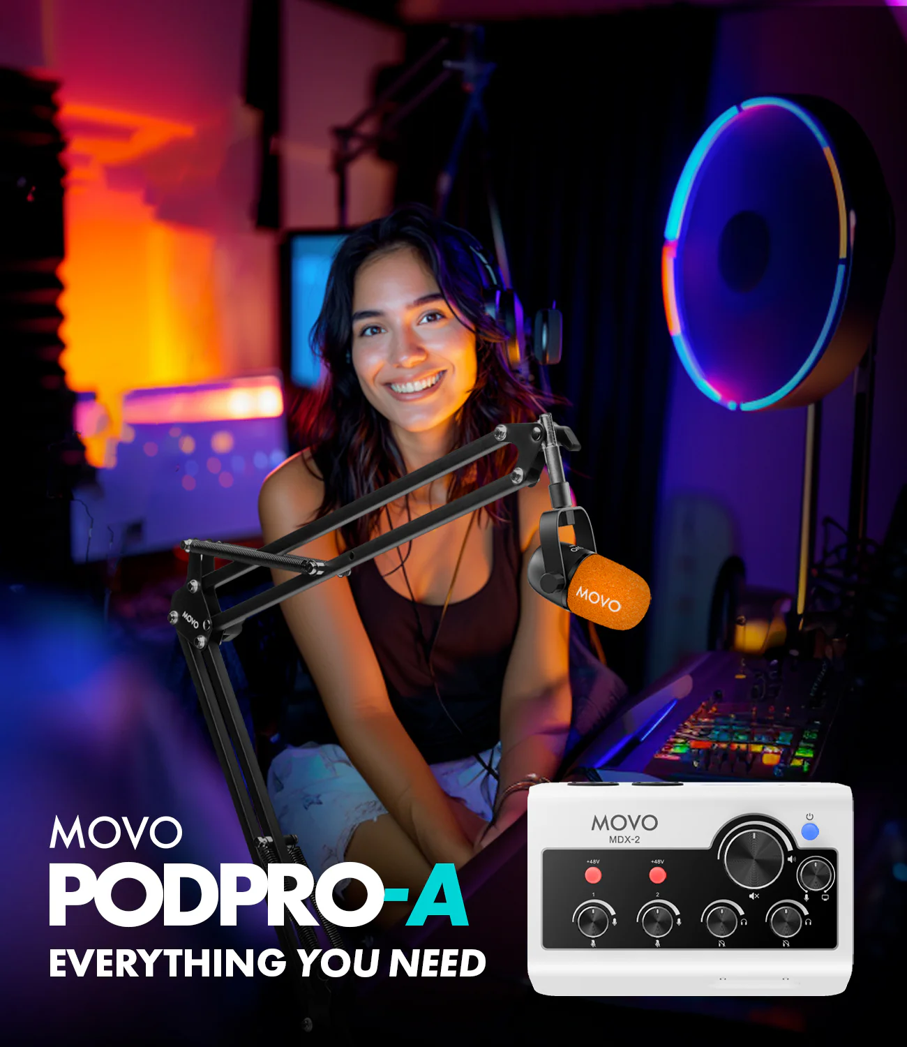 Movo Portable Podcast Equipment Bundle for iPhone/Android Phones - Image 3