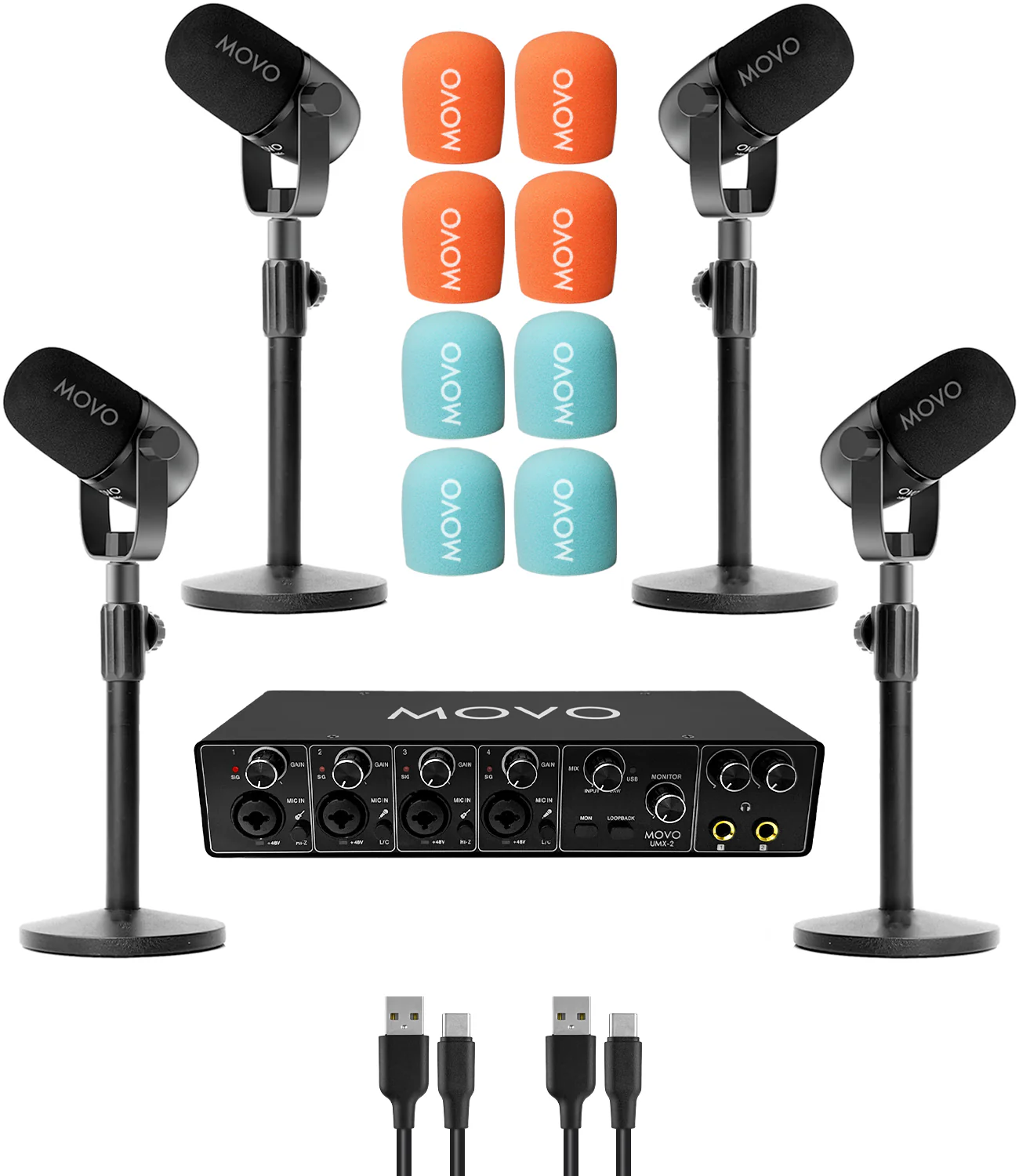 PodX | Four Person Podcasting Bundle | Movo