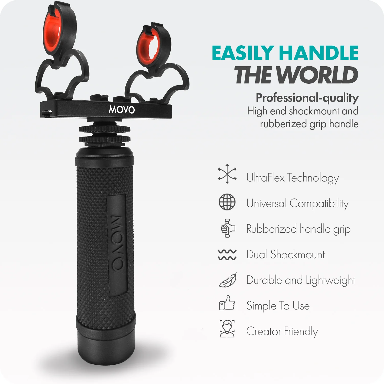 SM6H | Dual Rycote Shockmount + Handle Grip | Movo - Image 2