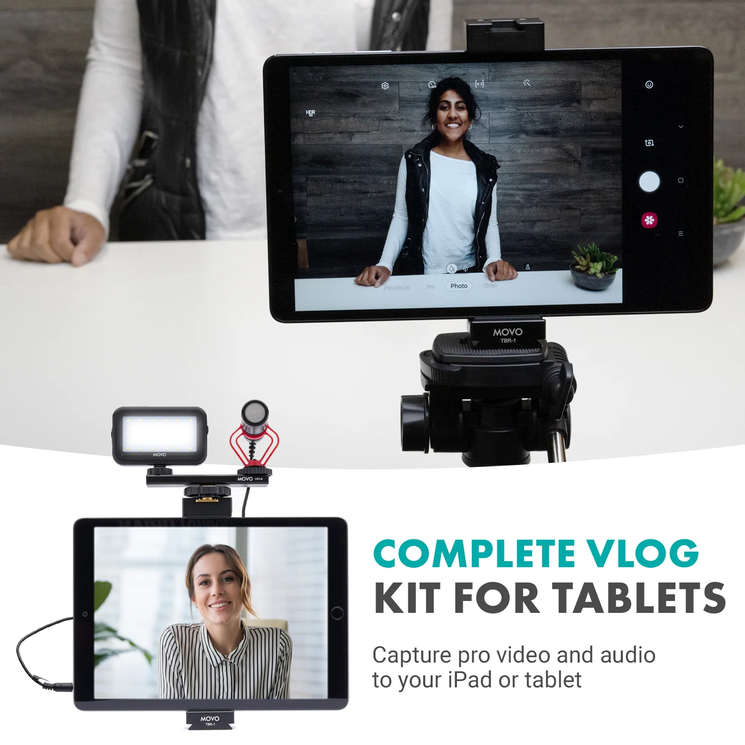 Tablet Vlogging Kit for iPad With Full Size Tripod | Movo - Image 2
